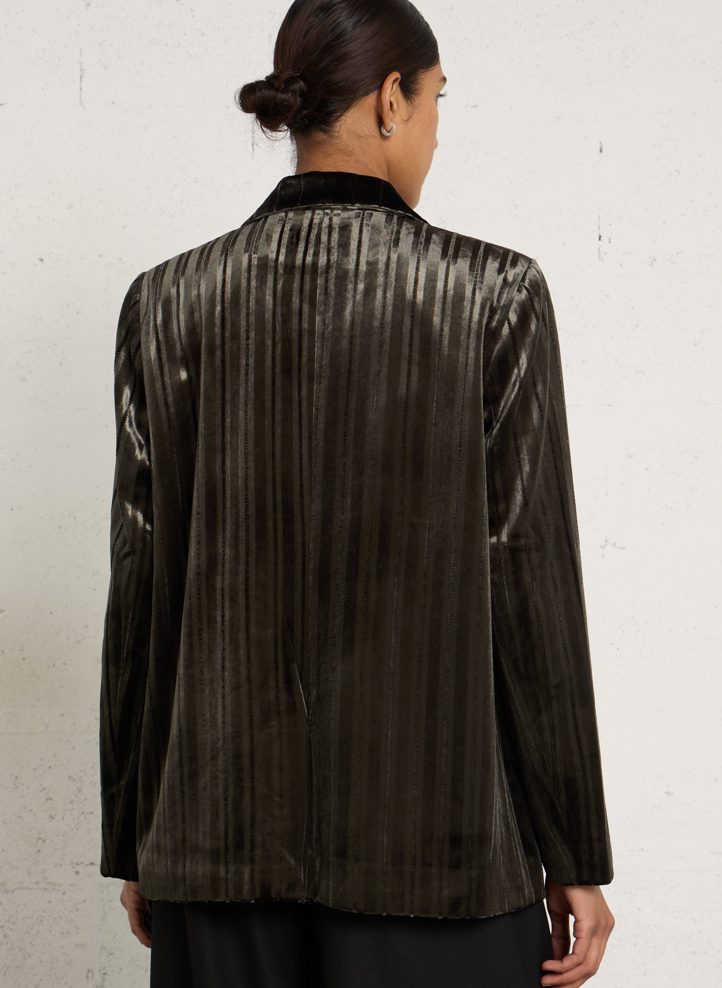 Veste tailleur droit en velours plissée SEE U SOON Vert