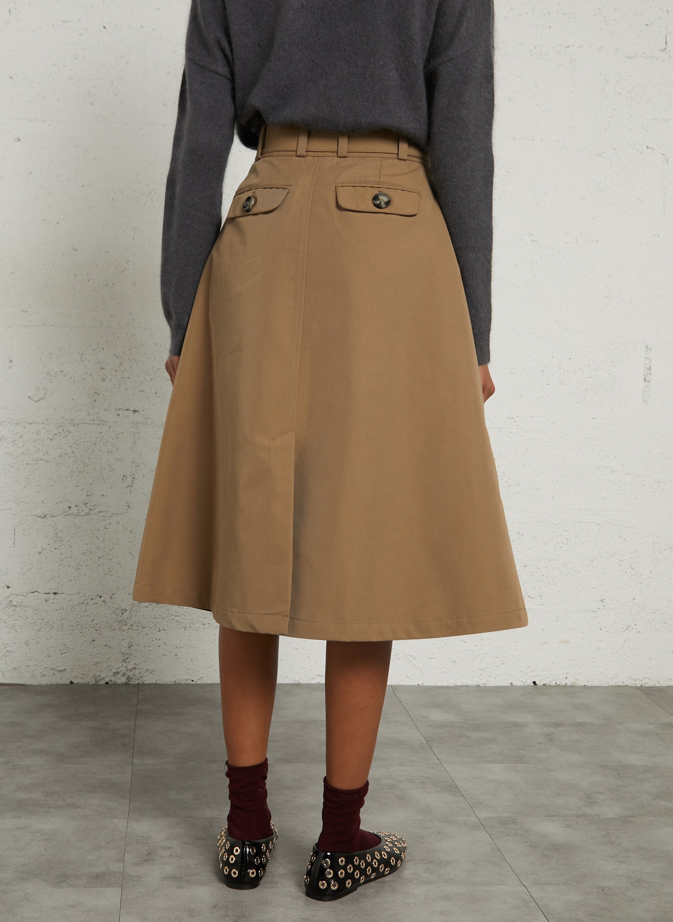 Jupe portefeuille style trench BERENICE Beige