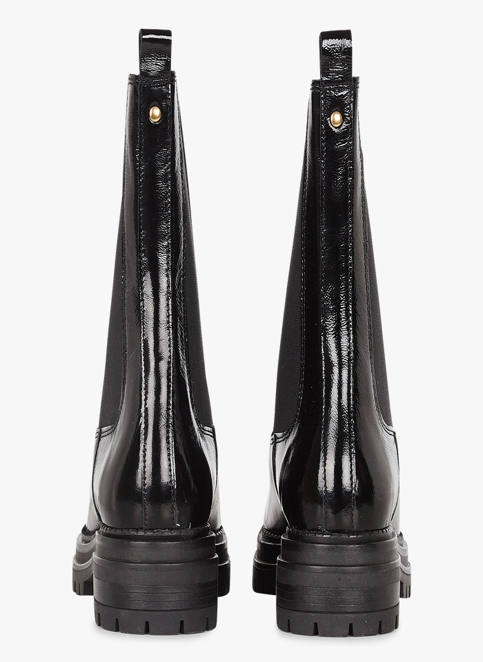 Distressed Leather Chelsea Boots Noir Cosmoparis - Women | Place des Tendances