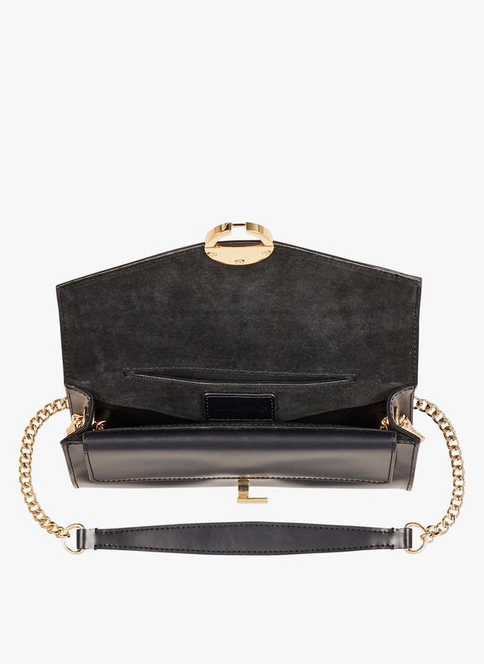 Sac Pochette Rabat En Cuir Yza Noir Sandro Femme Place des