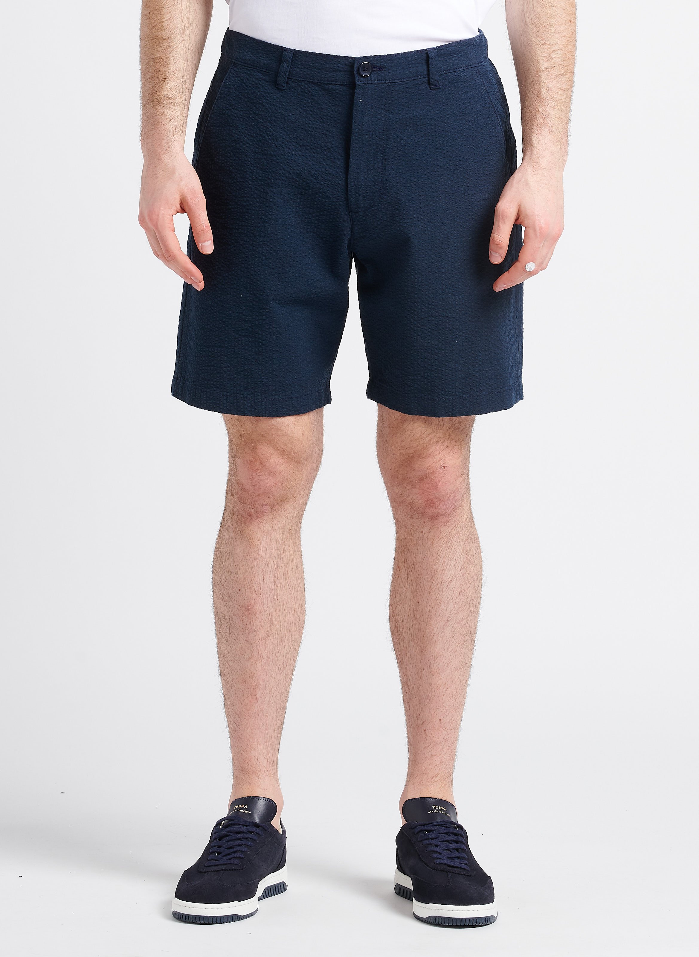Strukturierte Shorts aus Bio-Baumwoll-Mix SELECTED Blau