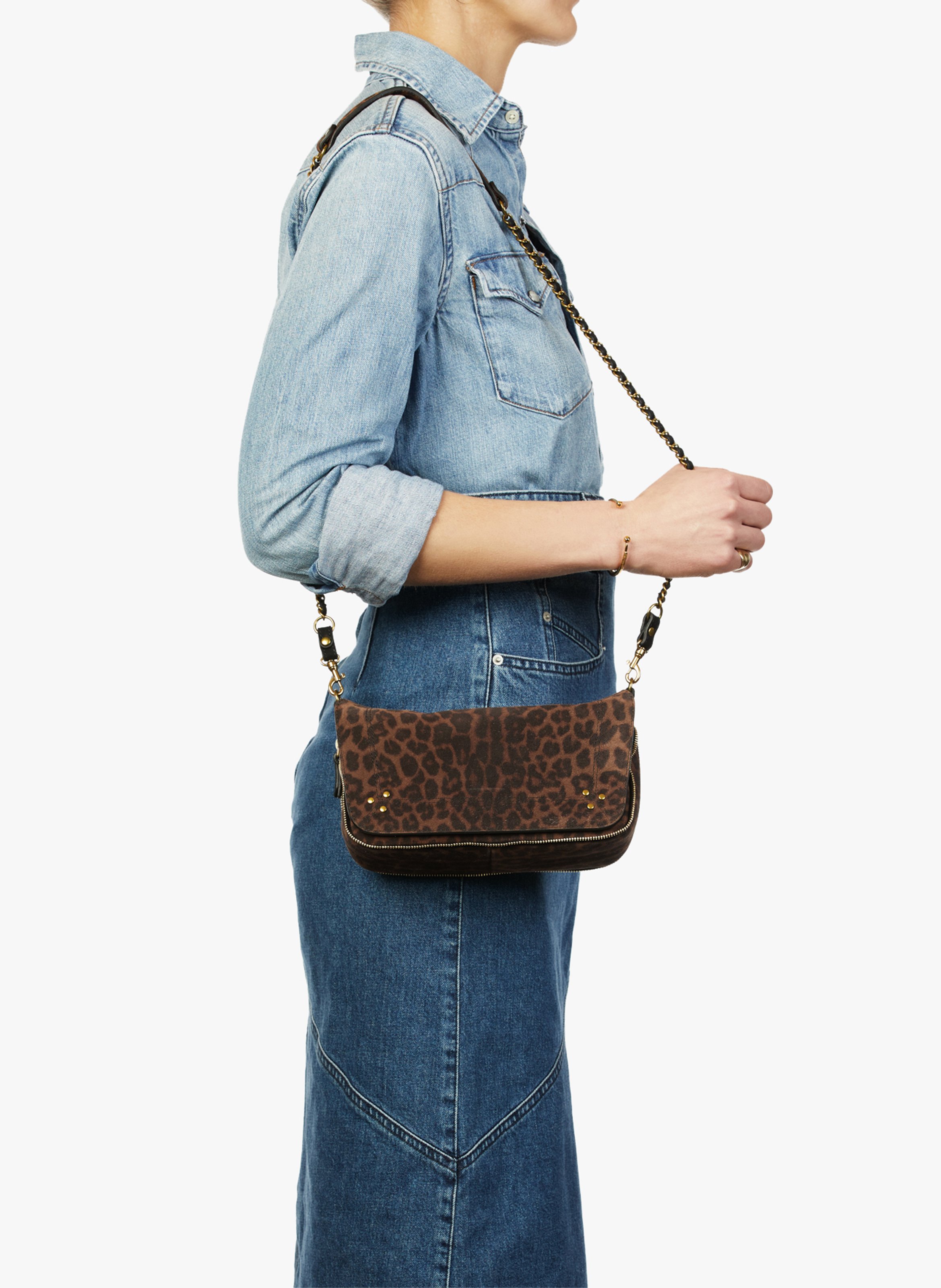 Sac bandoulière imprimé en cuir velours  JEROME DREYFUSS Multicolore