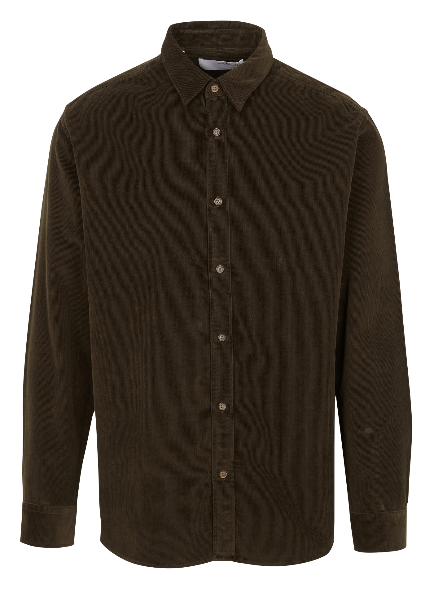 Cotton-blend shirt with classic collar SELECTED Green