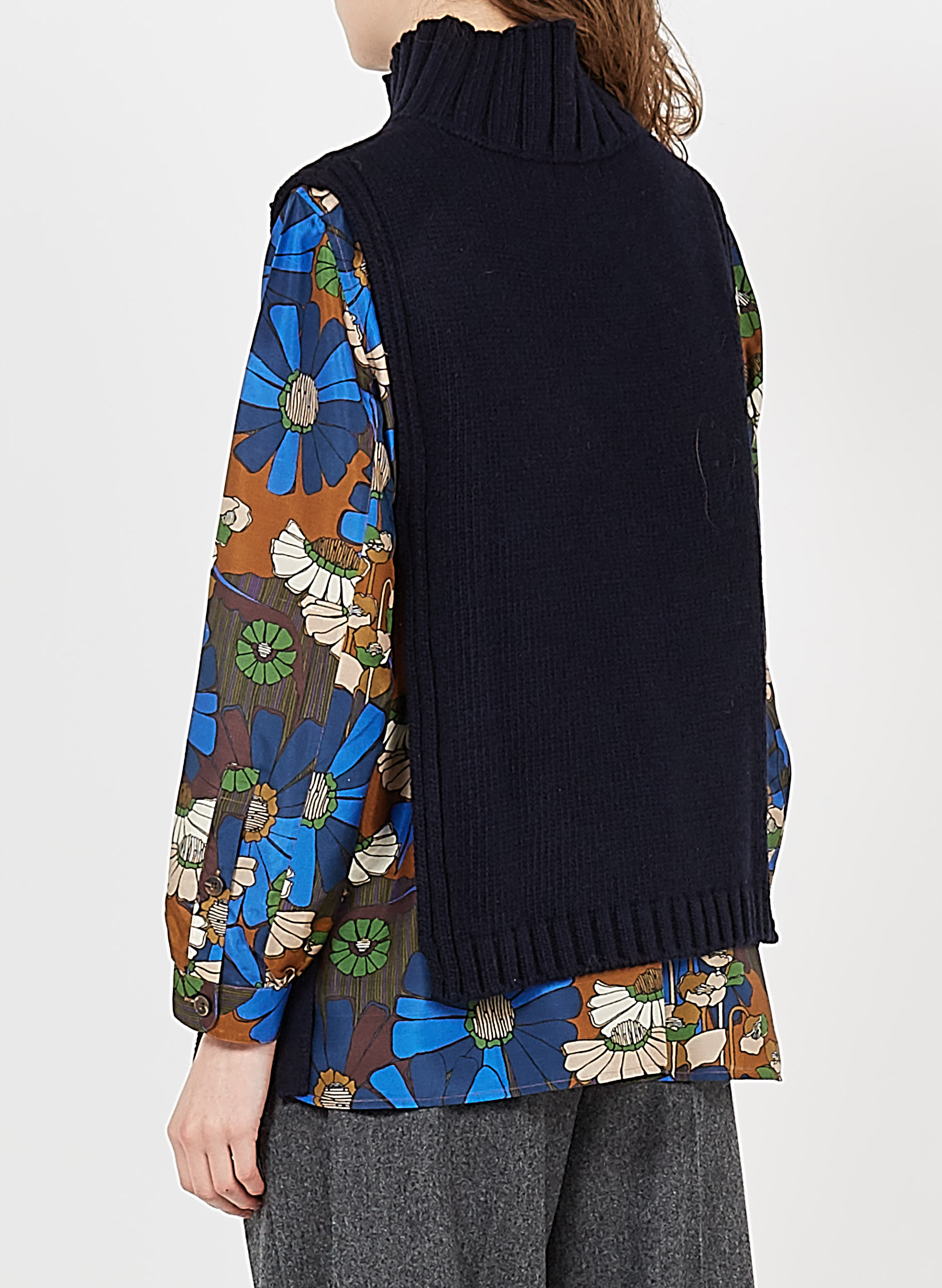 Sleeveless high-neck wool-blend sweater SOEUR Blue