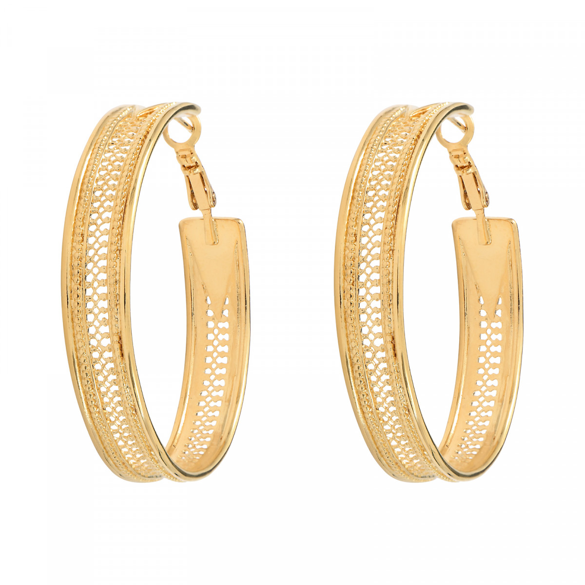 Boucles d'oreilles créoles chic métal doré à l'or fin SATELLITE PARIS Doré