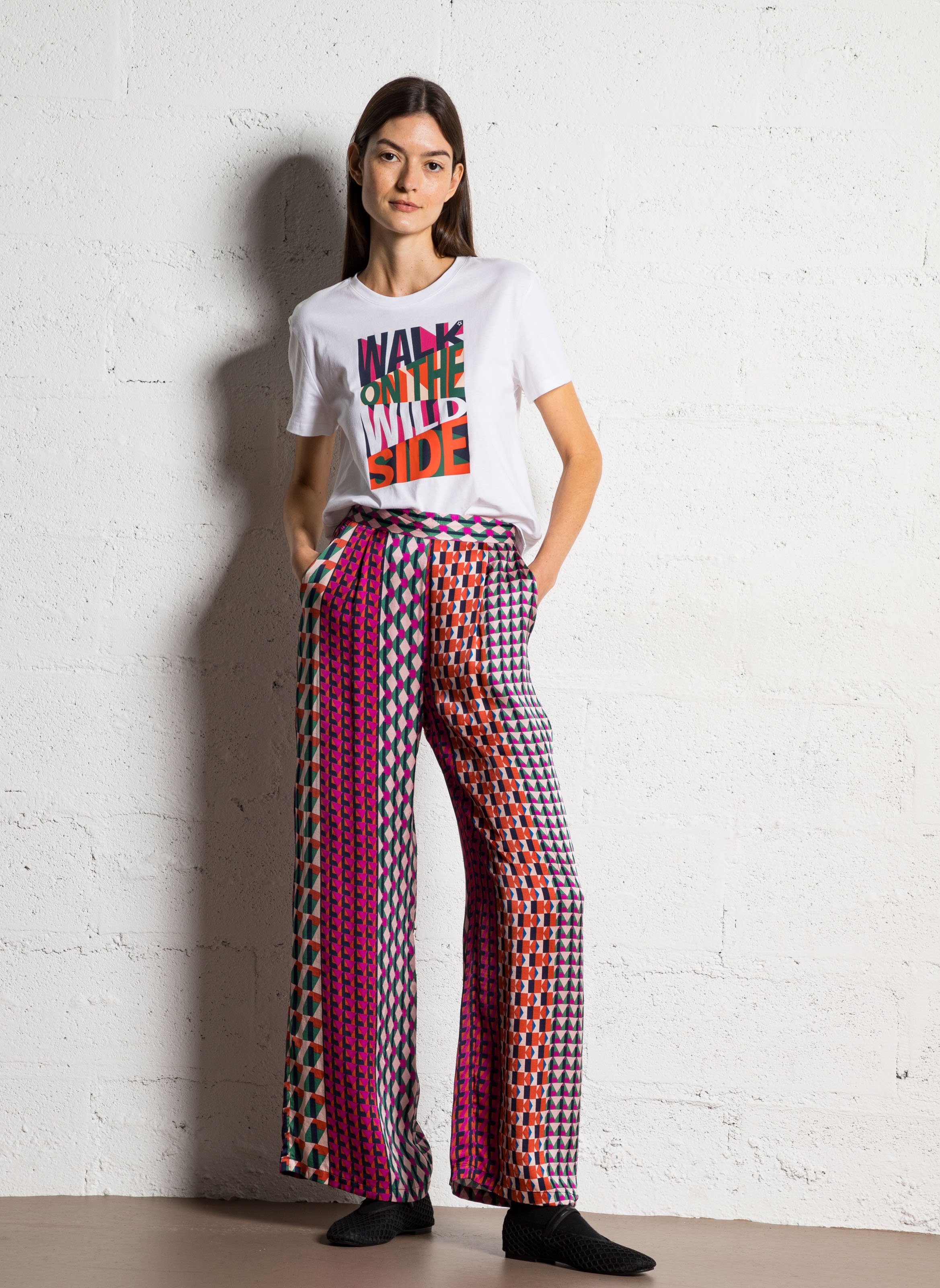 Pantalon droit à imprimé graphique LA PETITE ETOILE Multicolore