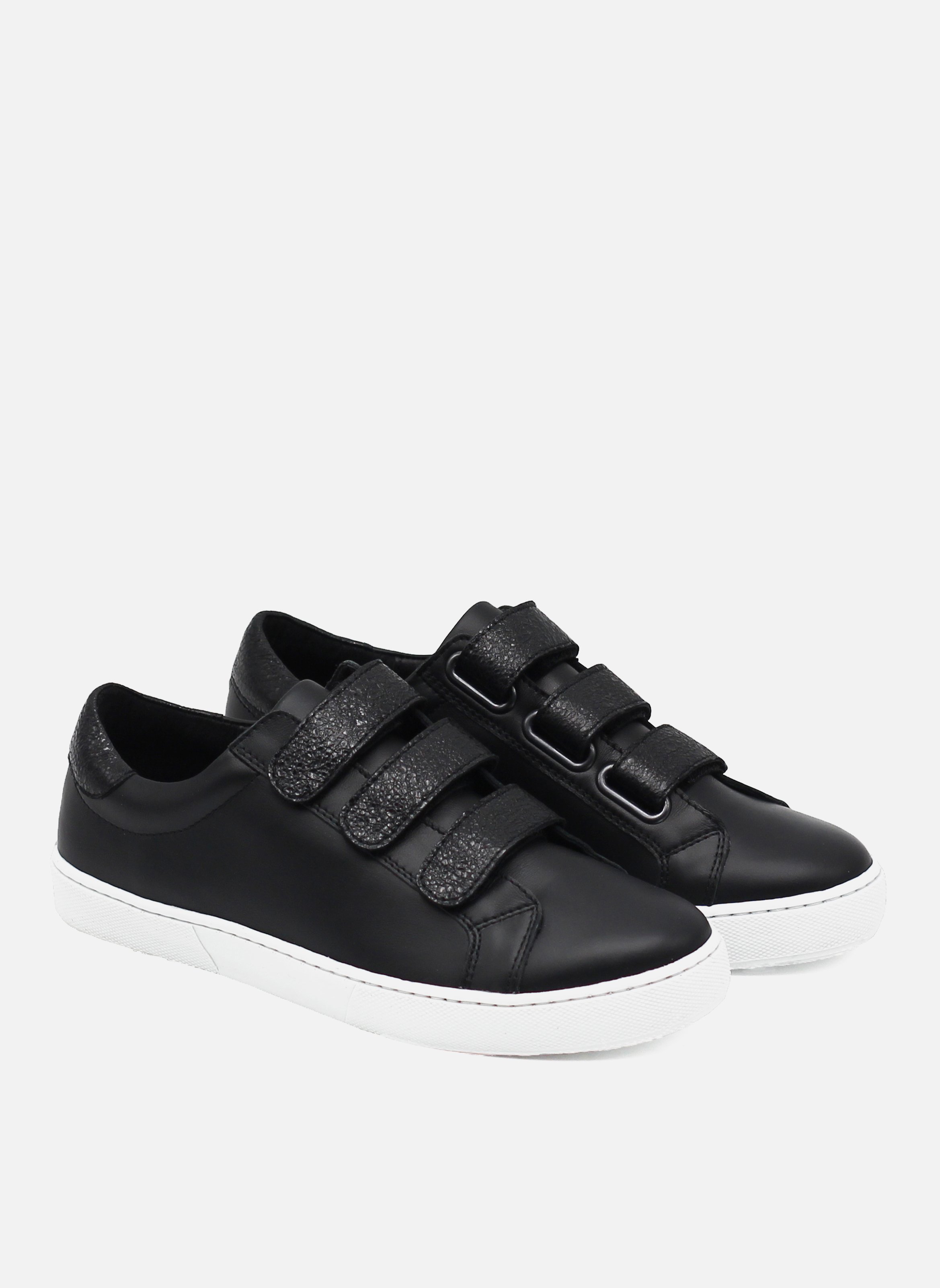 Smooth leather Velcro trainers JULES & JENN Black