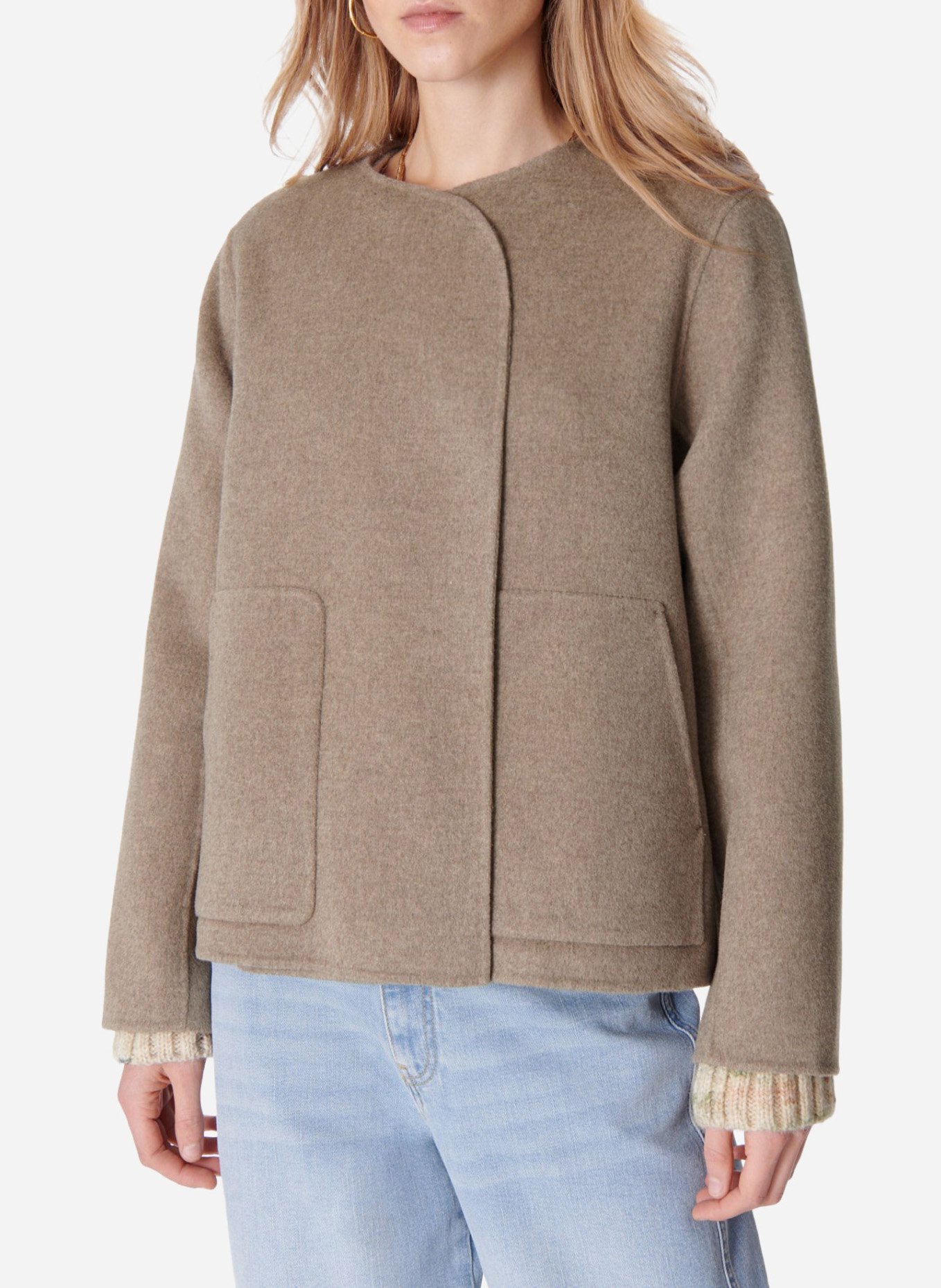 Wollmantel mit doppelseitigem Stoff Grau