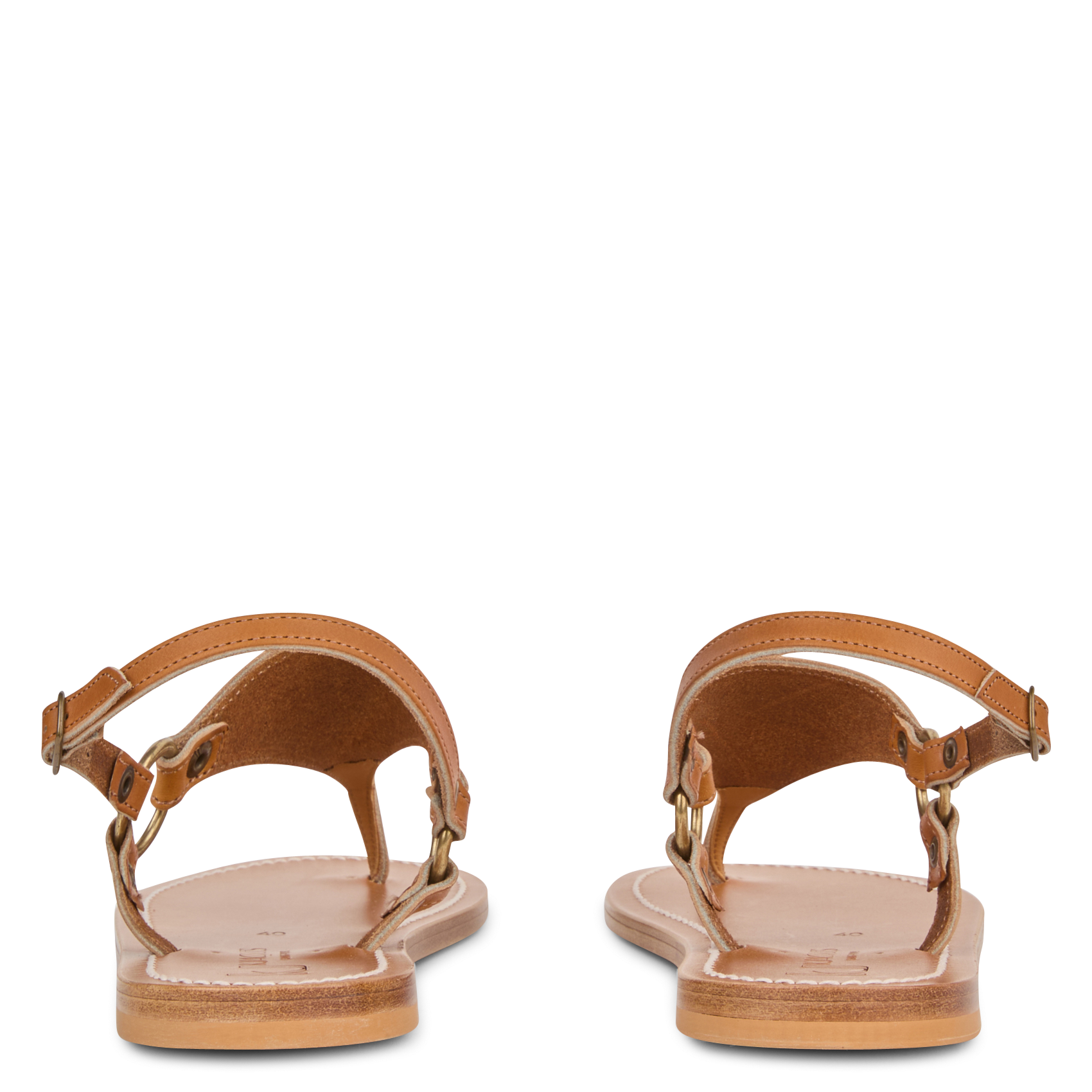 Aouda flat leather sandals K JACQUES Brown