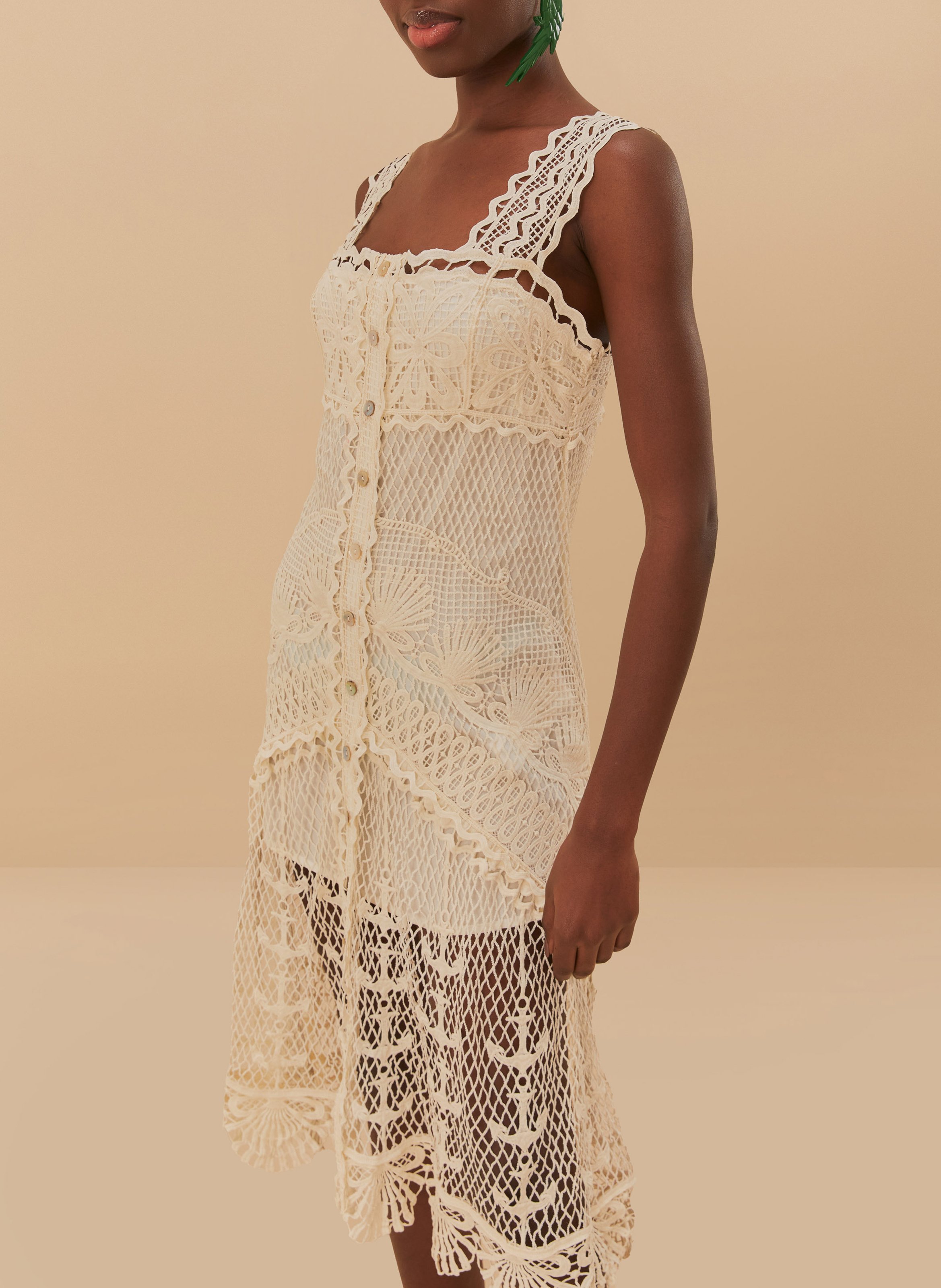 Long guipure dress FARM RIO White