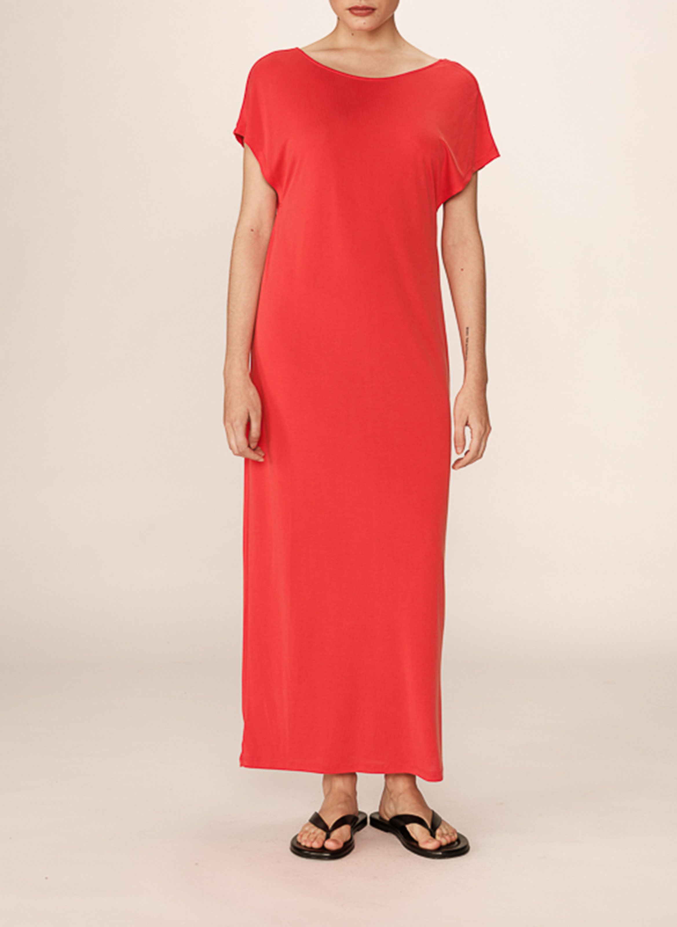 Robe longue droite à dos en v GRACE ET MILA Rouge