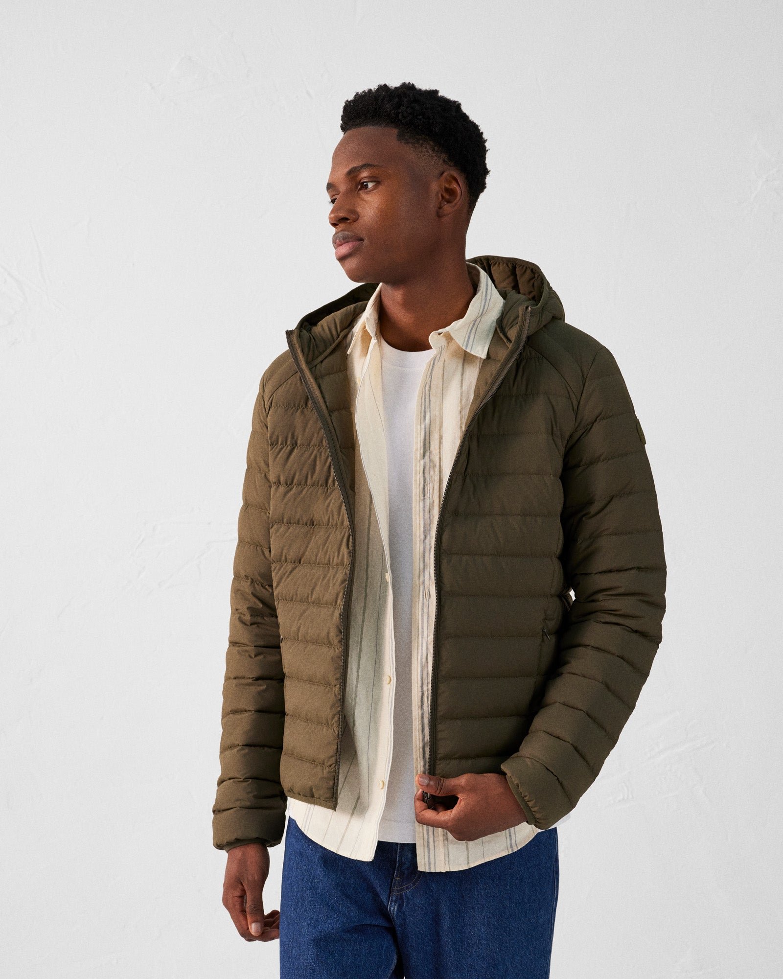 Frantz Stretch Lightweight Hooded Puffer Coat JOTT Green
