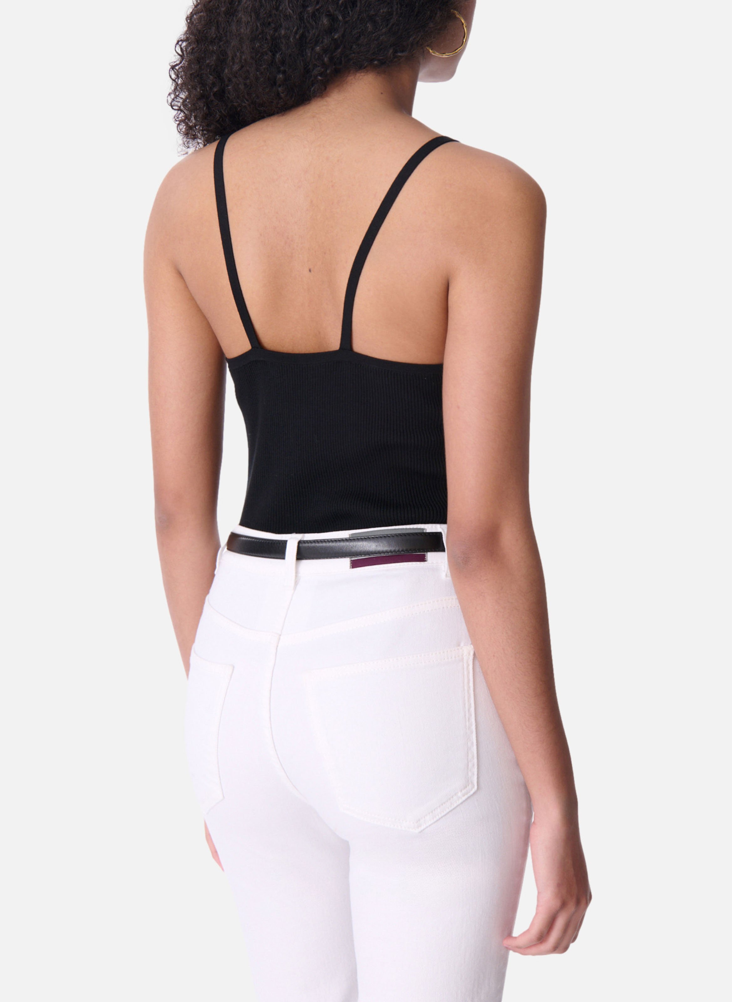 Buttoned printed V-neck top VANESSA BRUNO Black