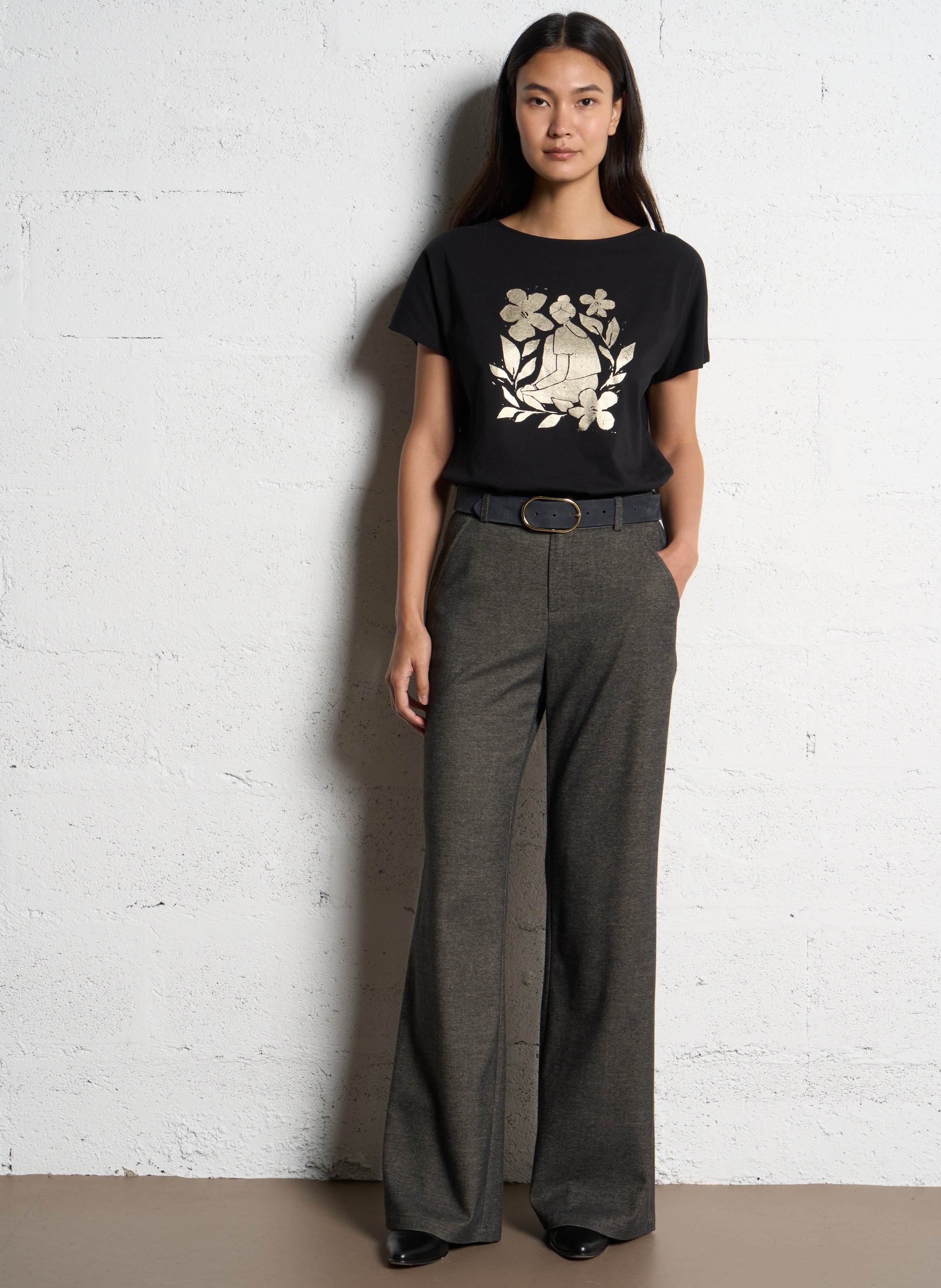 Wijde kostuumbroek met hoge taille ONE STEP Grijs