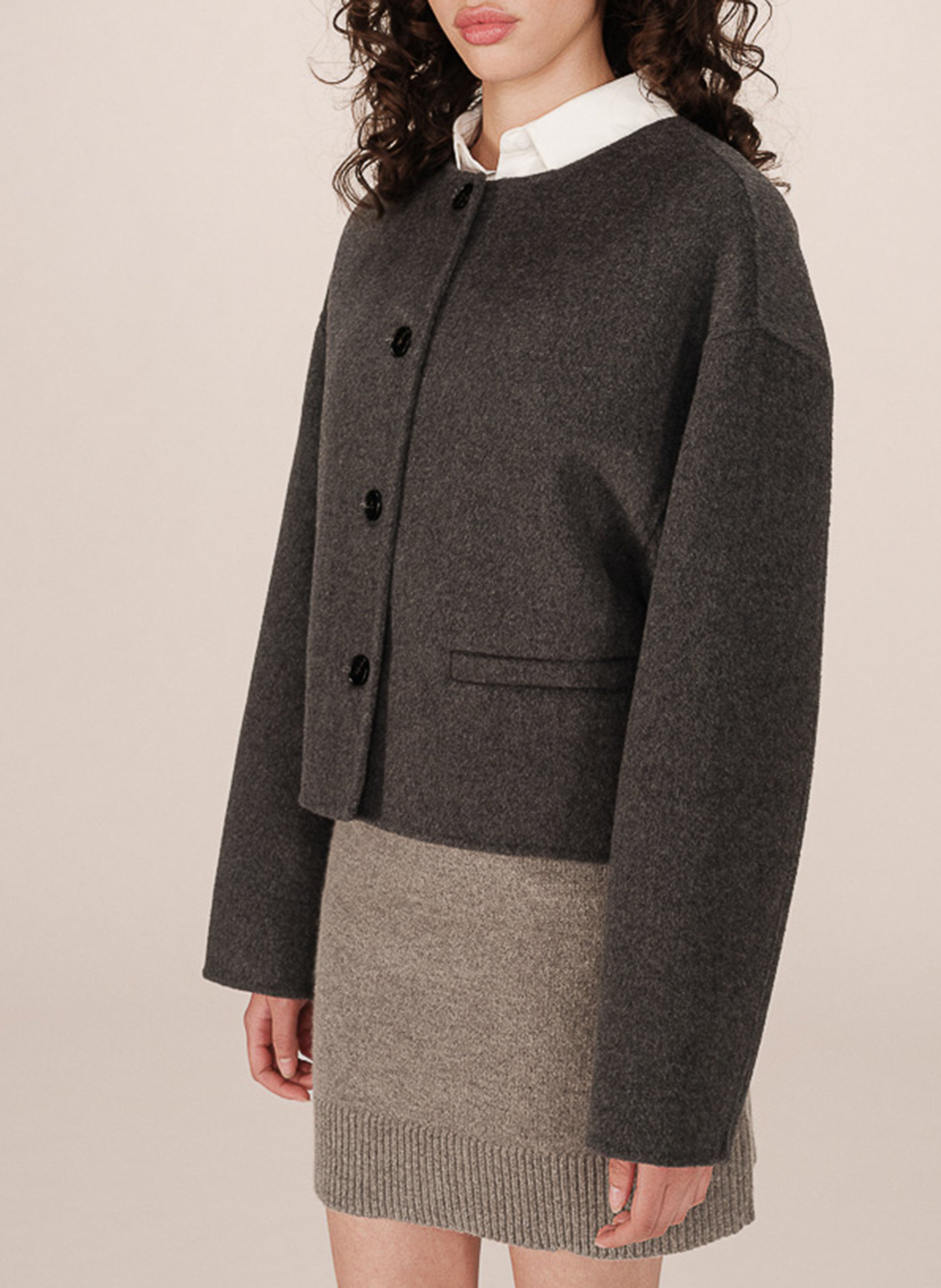 Vest met ronde hals - wolblend GRACE ET MILA Grijs