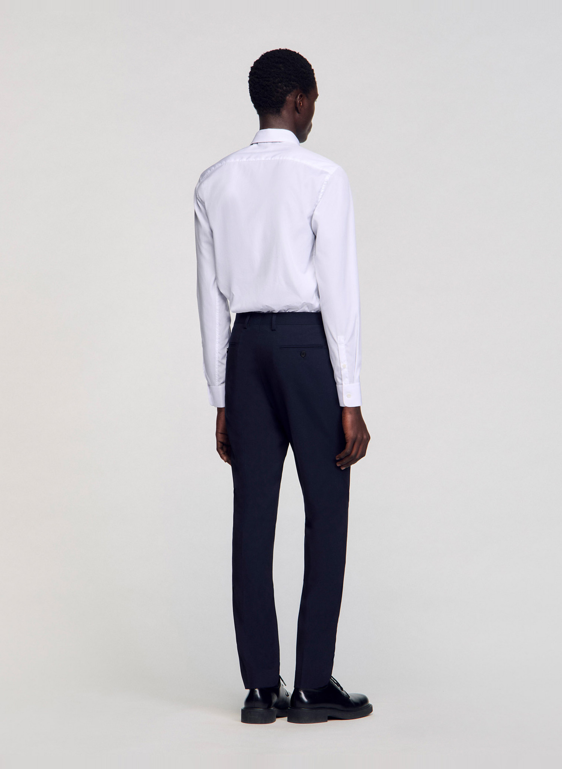 Wollen broek met bandplooien SANDRO Blauw