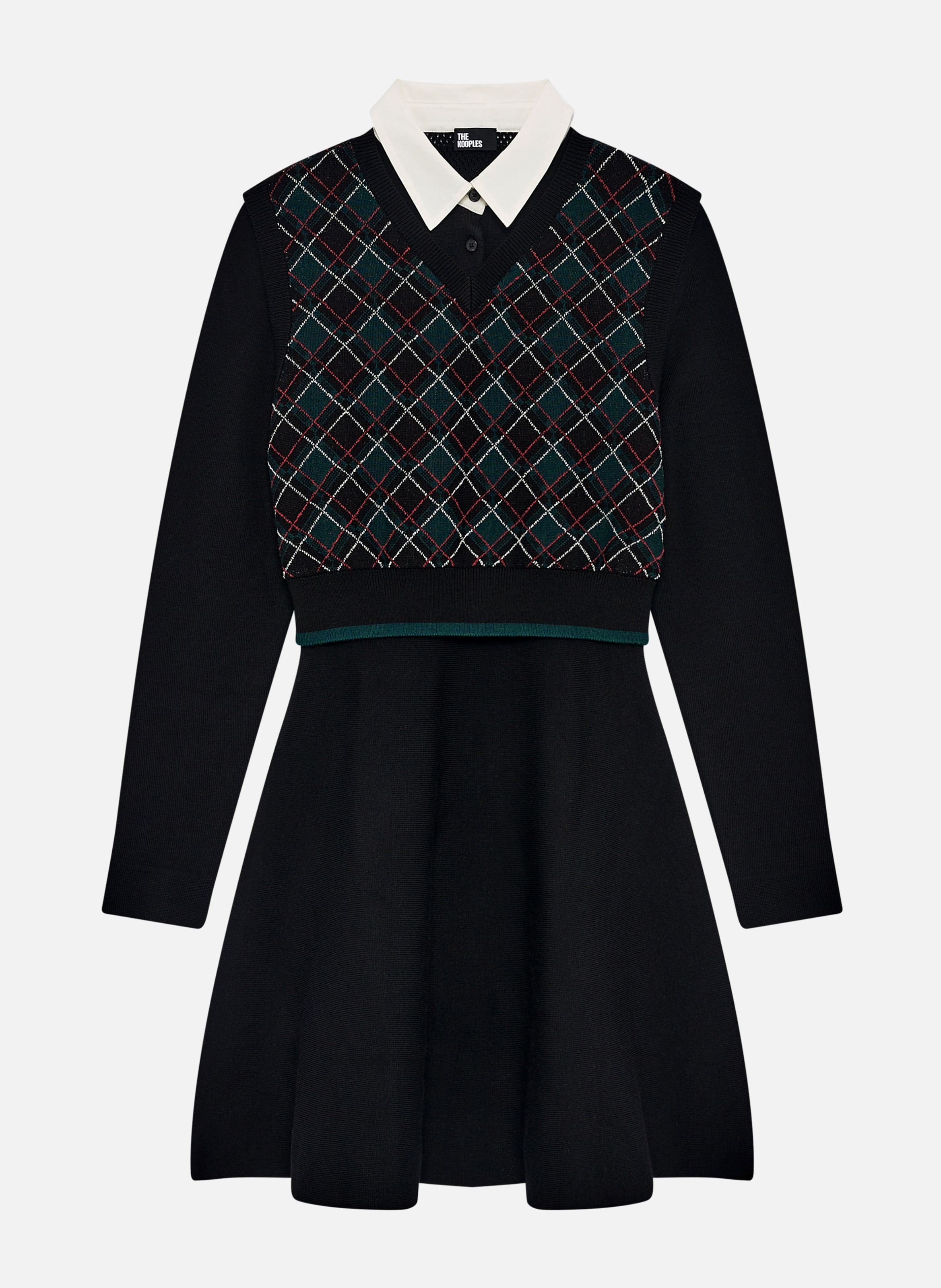 Short dress in checkered knit. THE KOOPLES Black