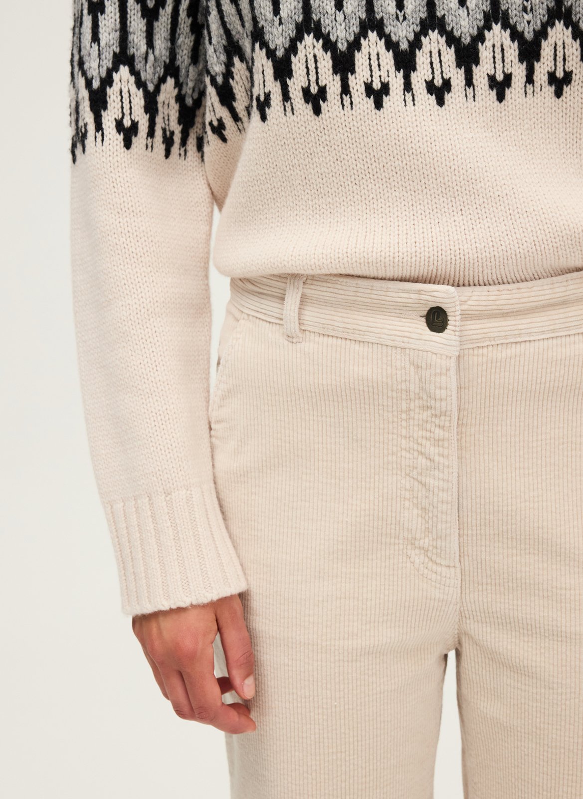 Pantalon flare en coton mélangé PABLO Beige