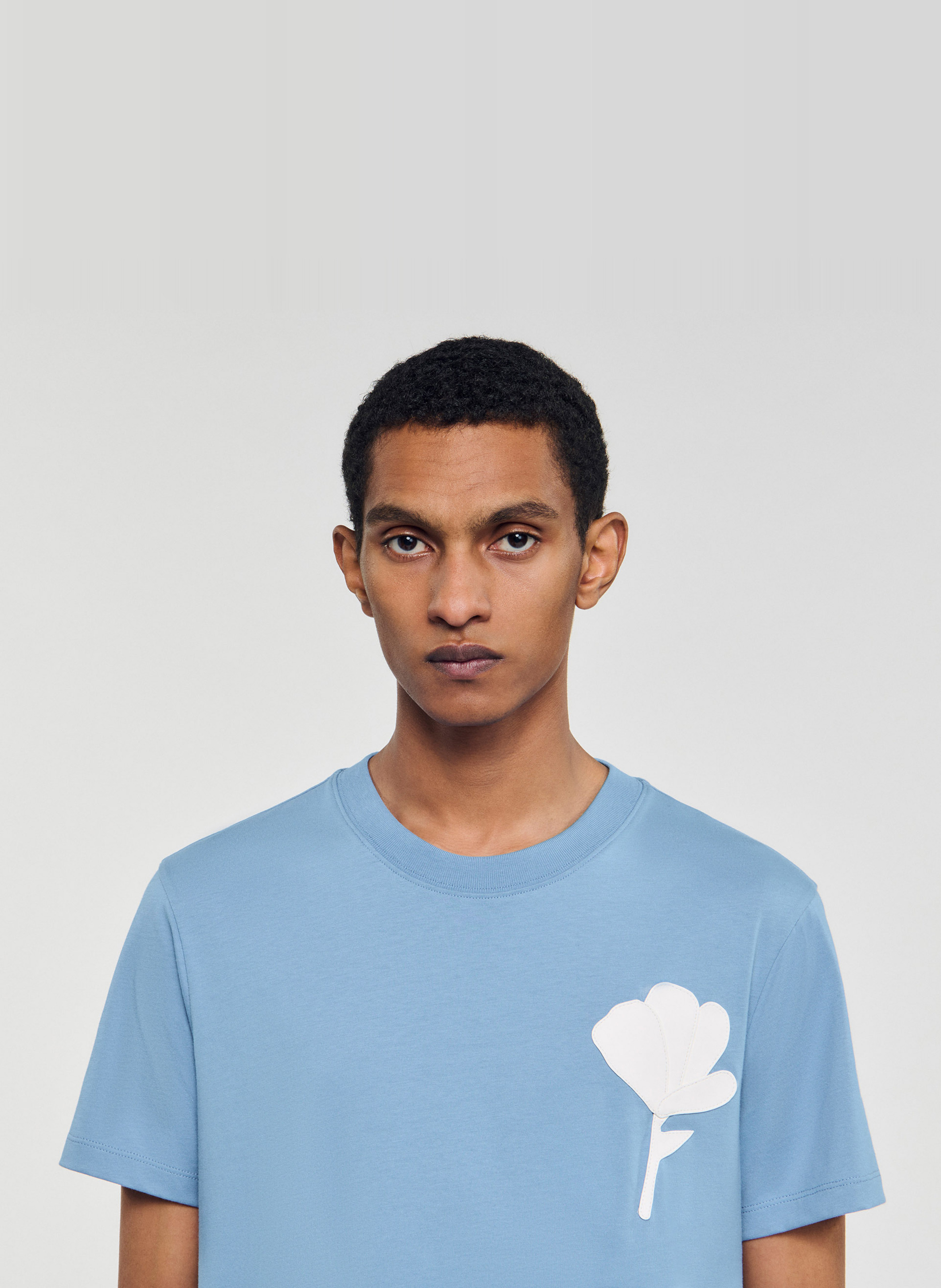 T-shirt met korte mouwen en zeefdruk SANDRO Blauw