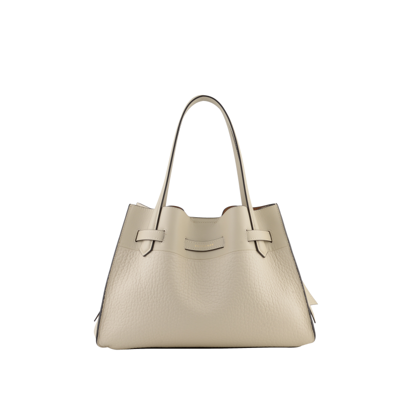 Handbag - cowhide leather POURCHET Beige