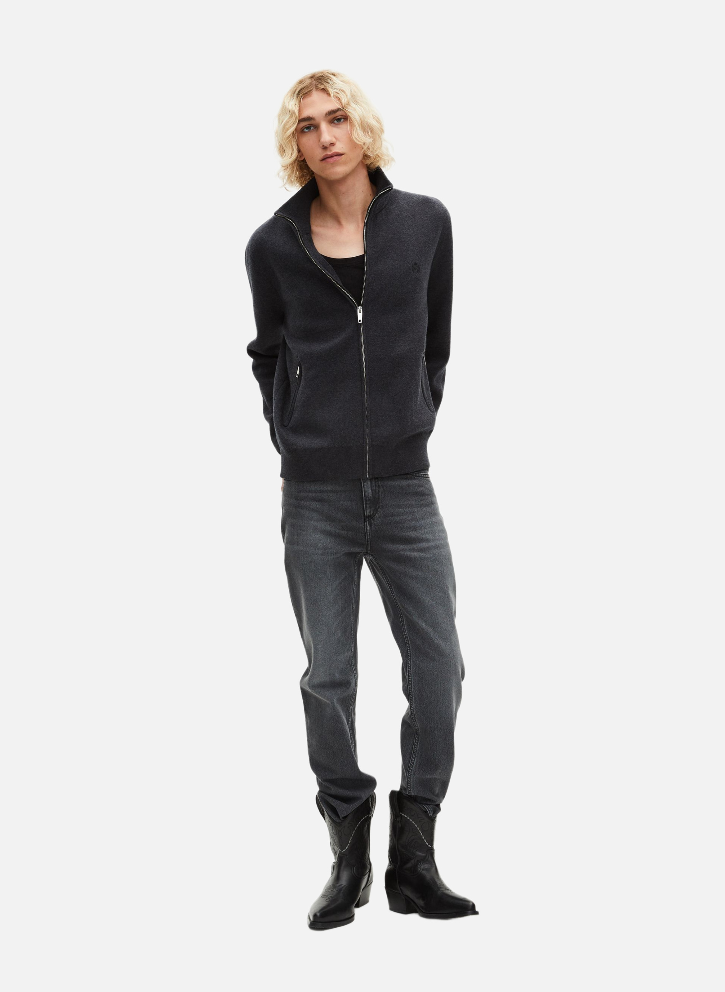 Double-faced zip-up cardigan THE KOOPLES Grey