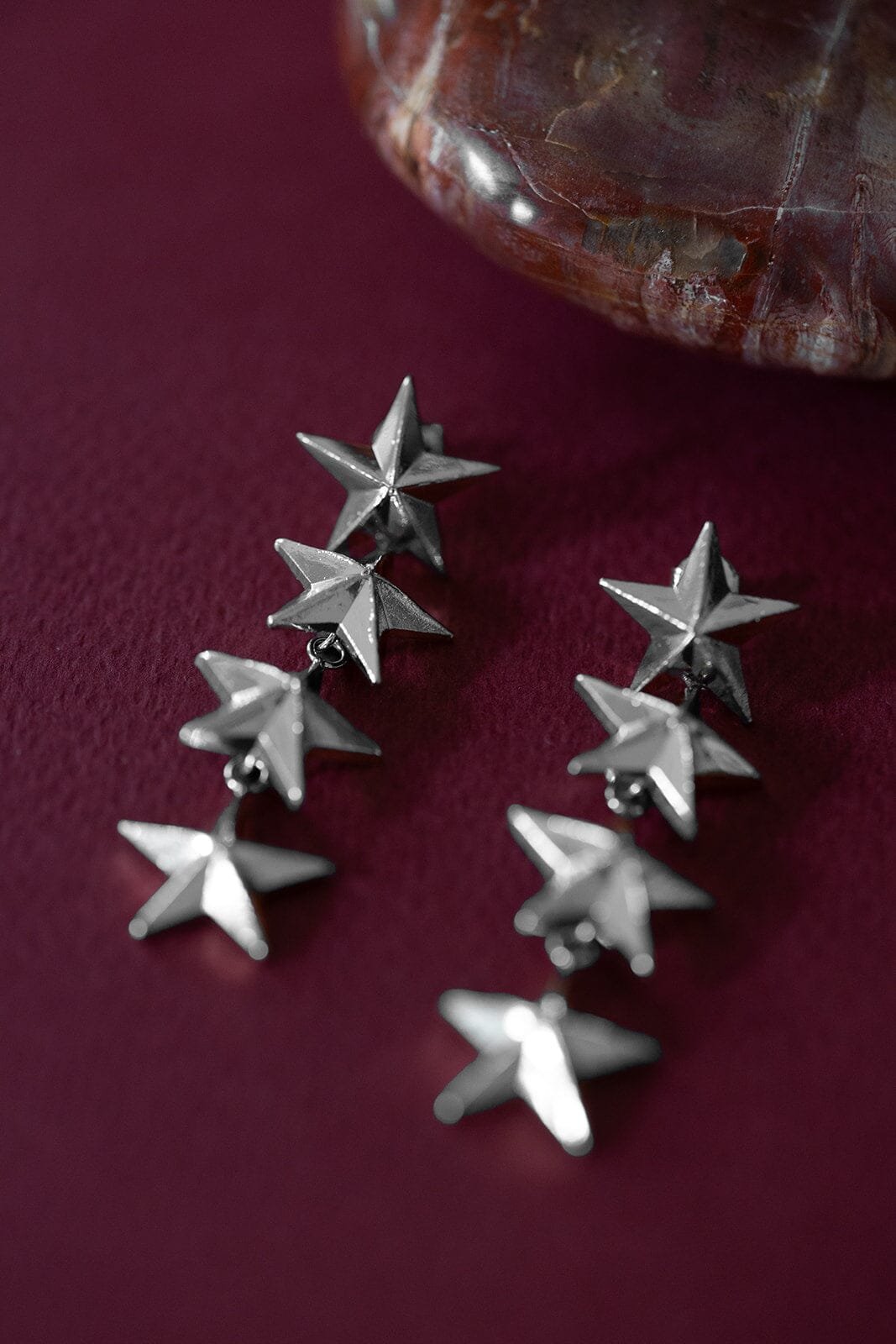 Dangling star gold-plated stud earrings MONSIEUR SIMONE Silver