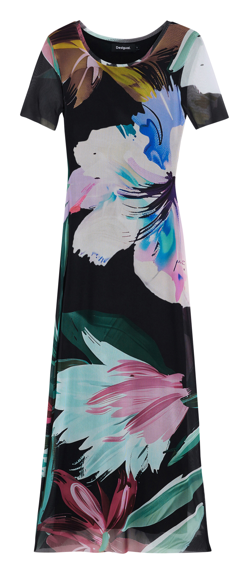Robe longue droite imprimée DESIGUAL Noir