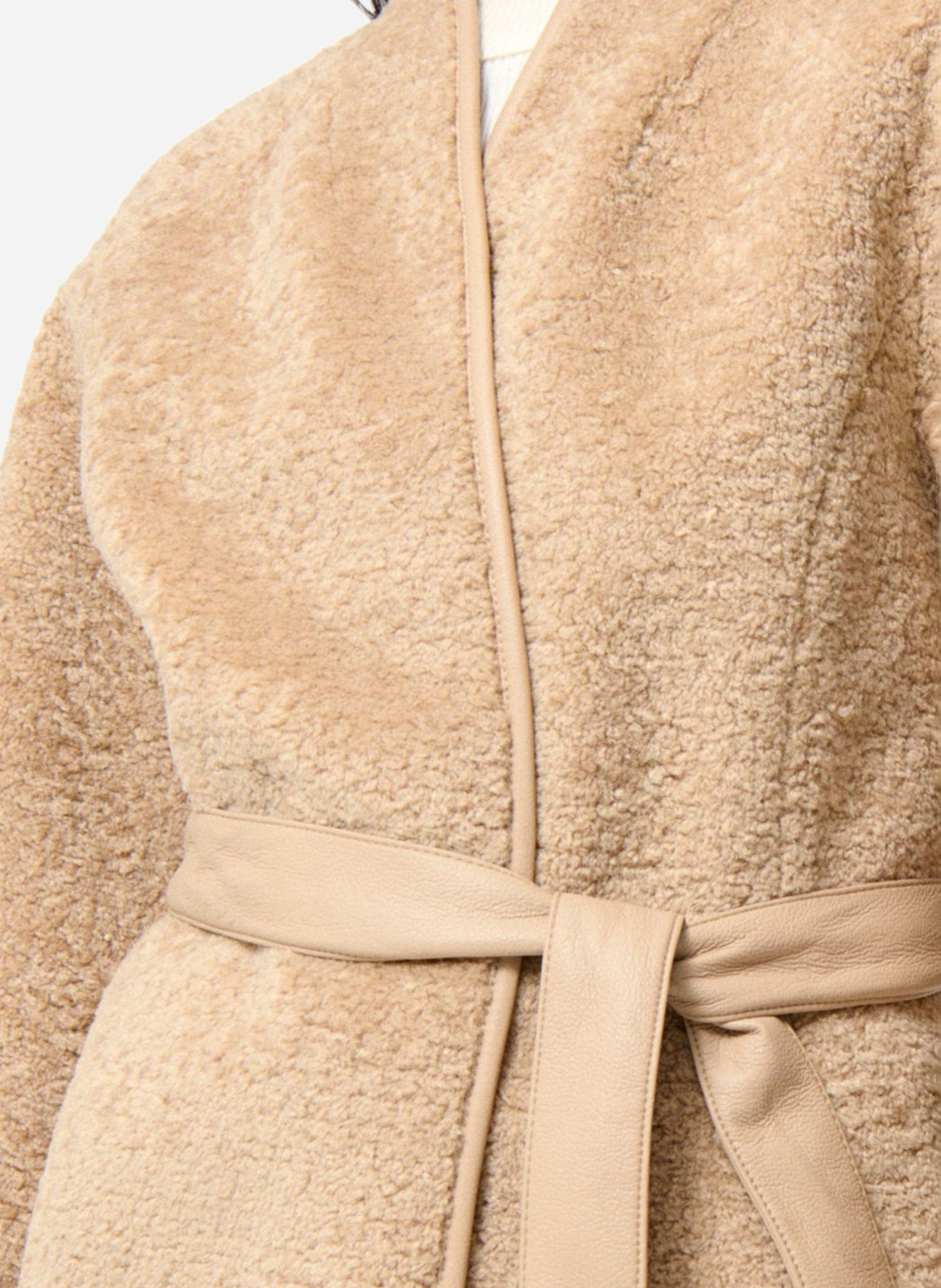 Faux leather V-neck jacket VANESSA BRUNO Brown