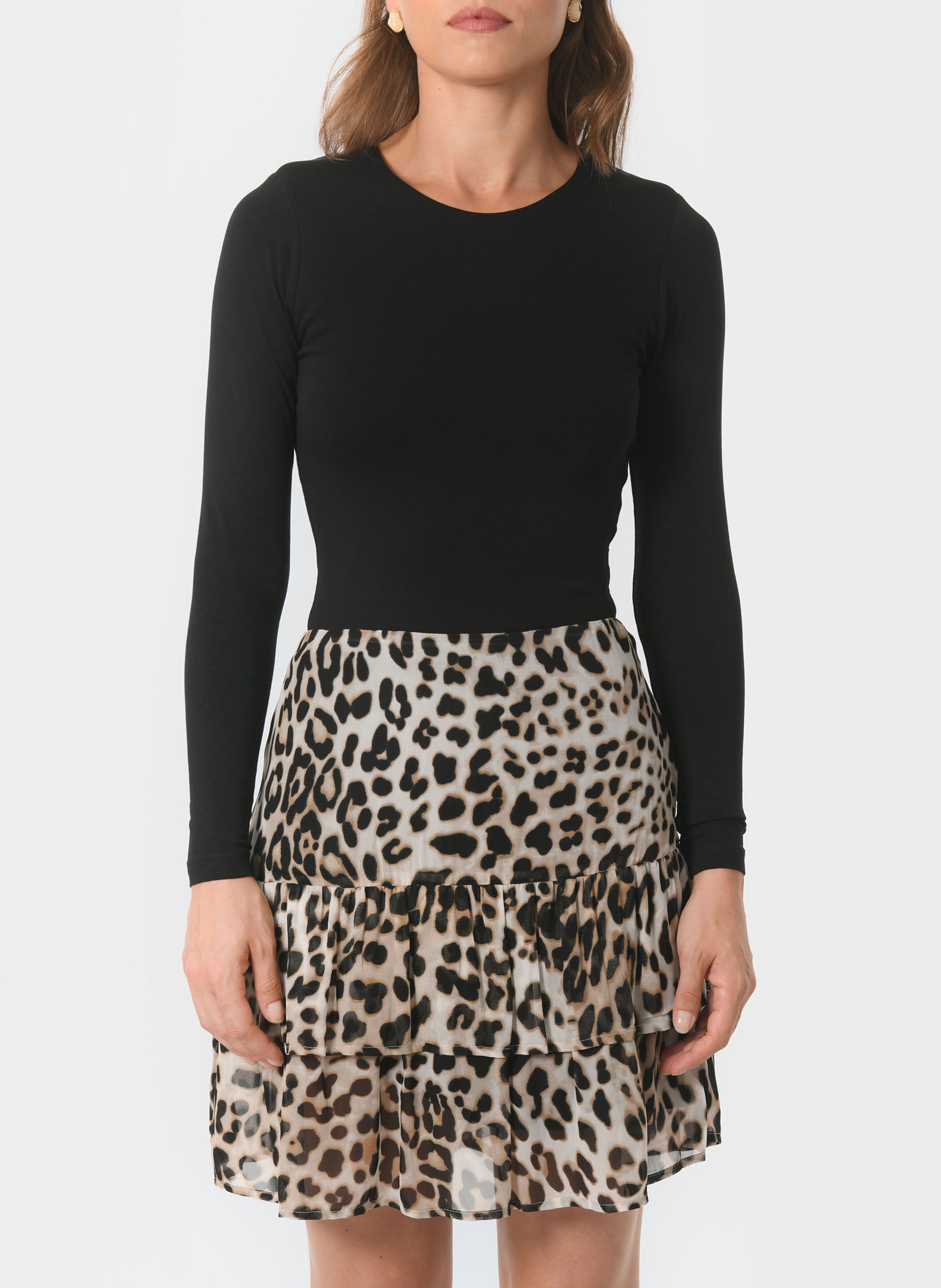 Tee-shirt moulant col rond en coton mélangé KOOKAI Noir