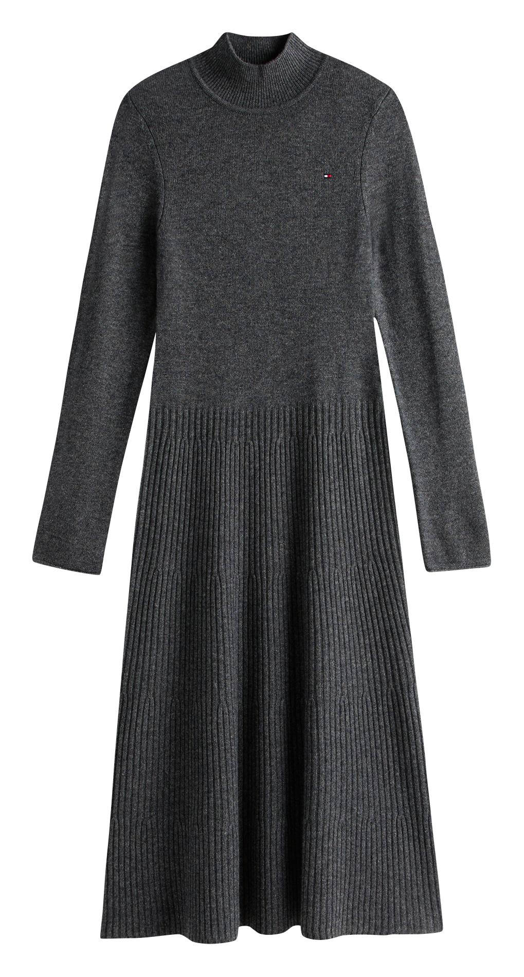 Robe évasée manches longues en laine TOMMY HILFIGER Gris