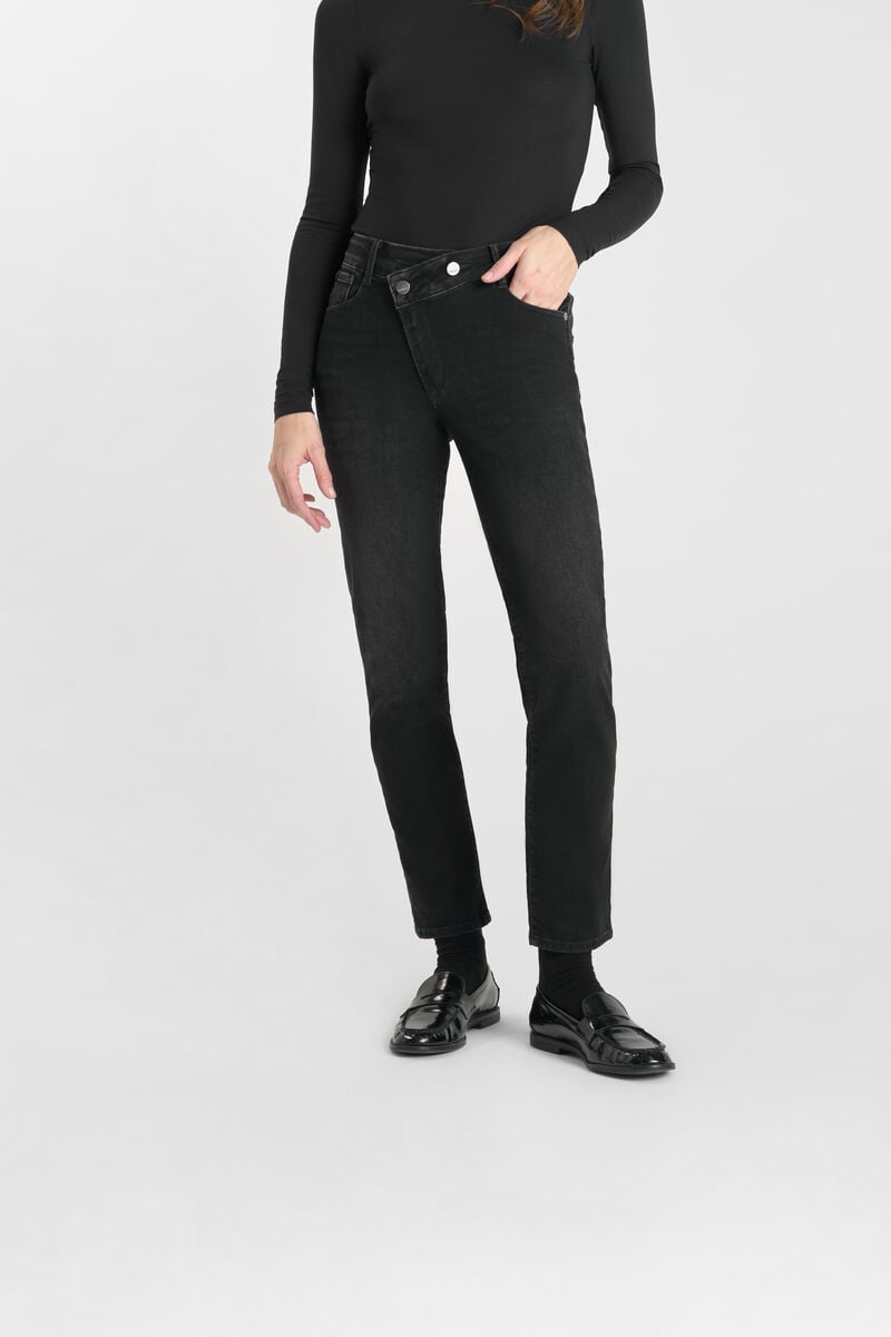 Straight push-up jeans, 7/8 length LE TEMPS DES CERISES Black