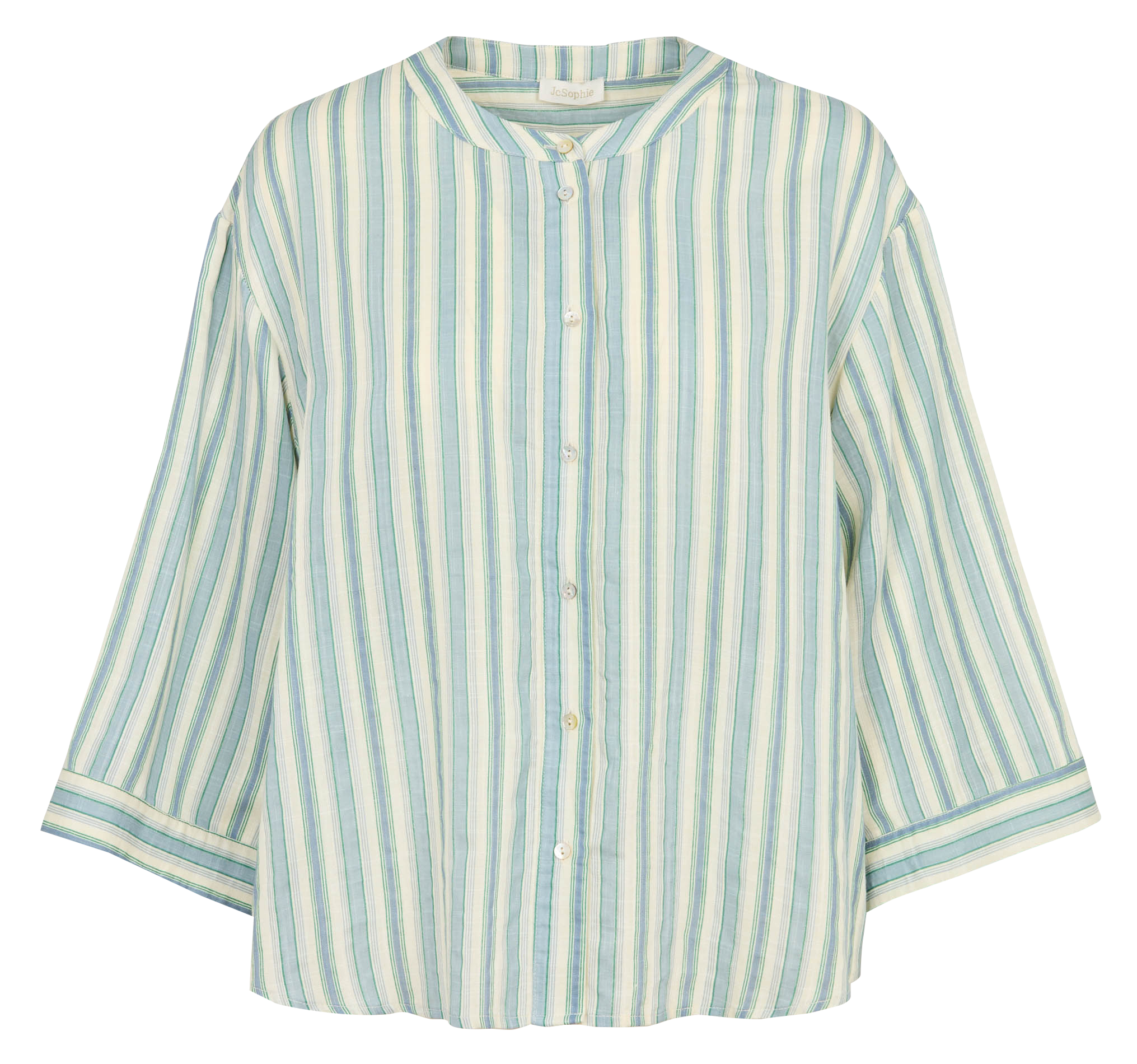Chemise oversize col mao en coton mélangé JC SOPHIE Bleu