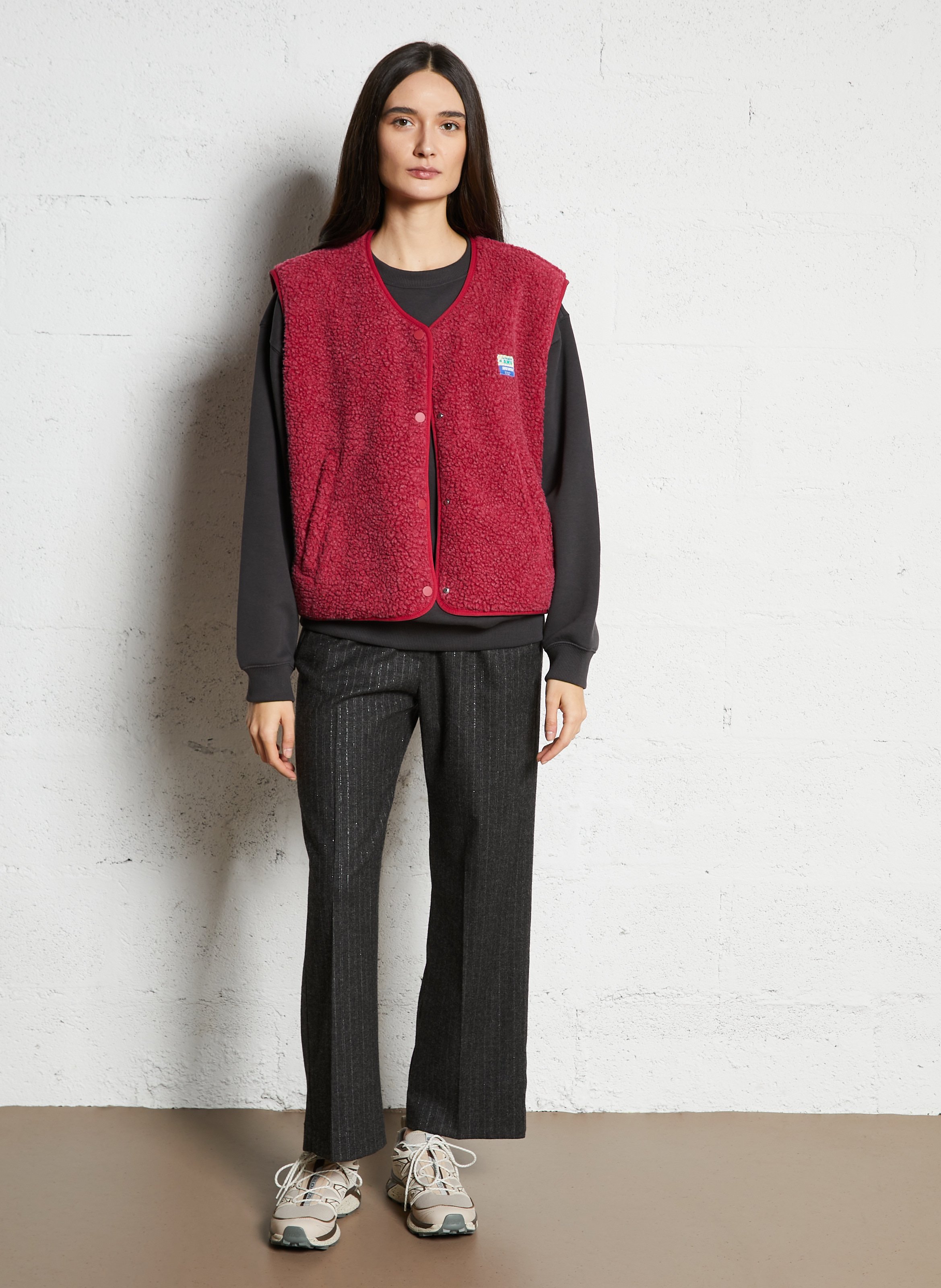 Gilet col rond molletonné sans manches AMERICAN VINTAGE Rose