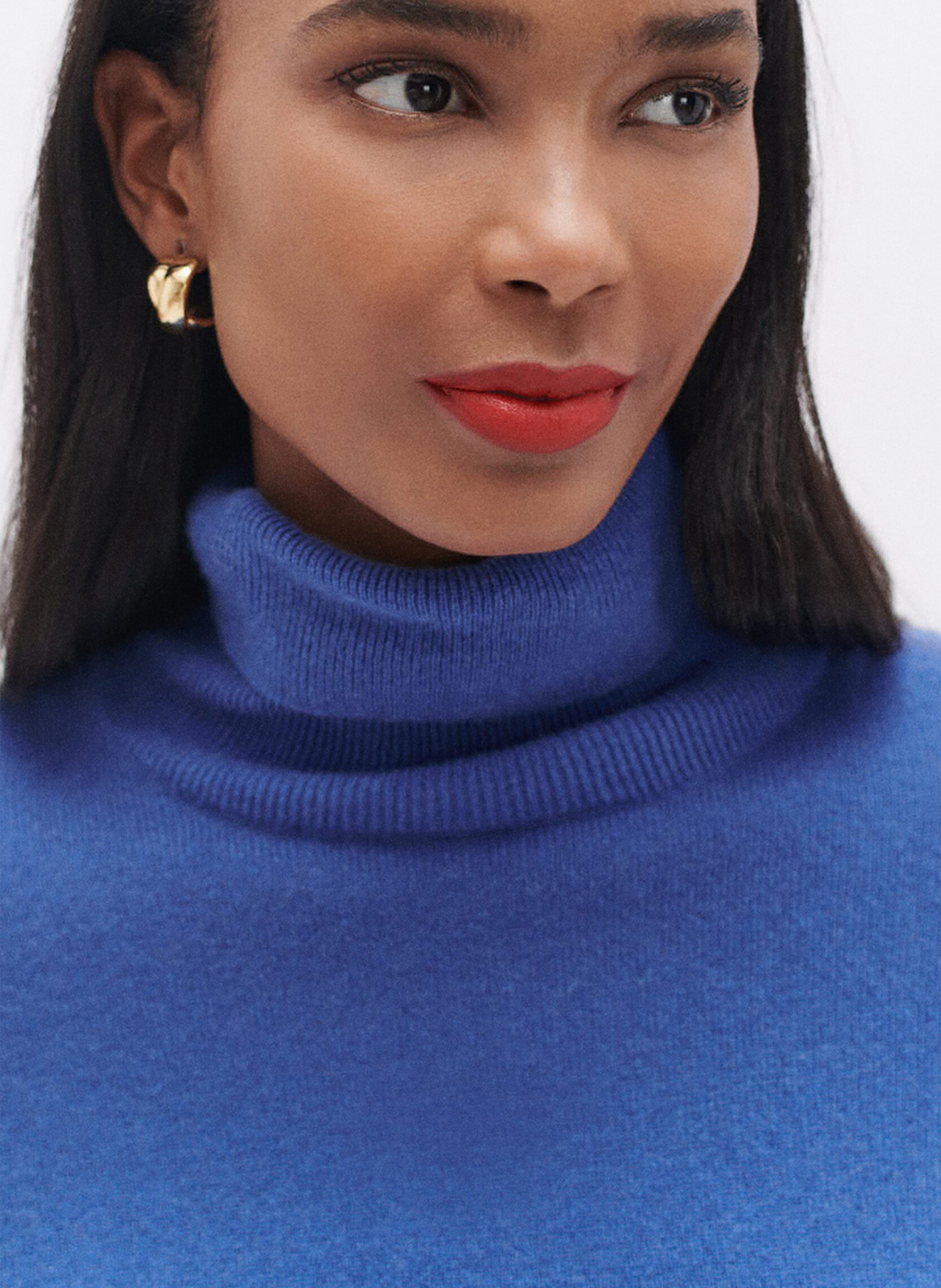 Cashmere straight-cut turtleneck sweater CAROLL Blue