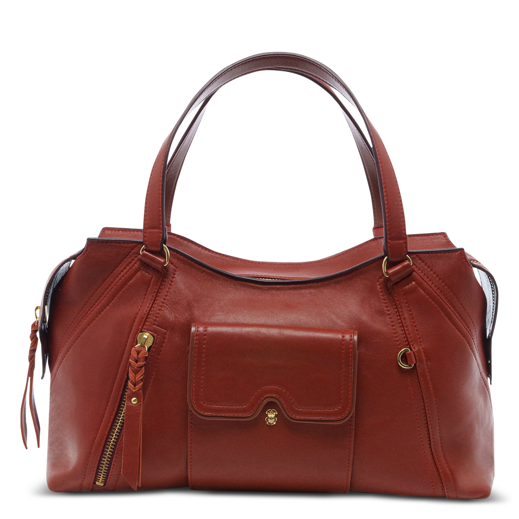 Sac porté épaule en cuir mélangé CLARIS VIROT Rouge