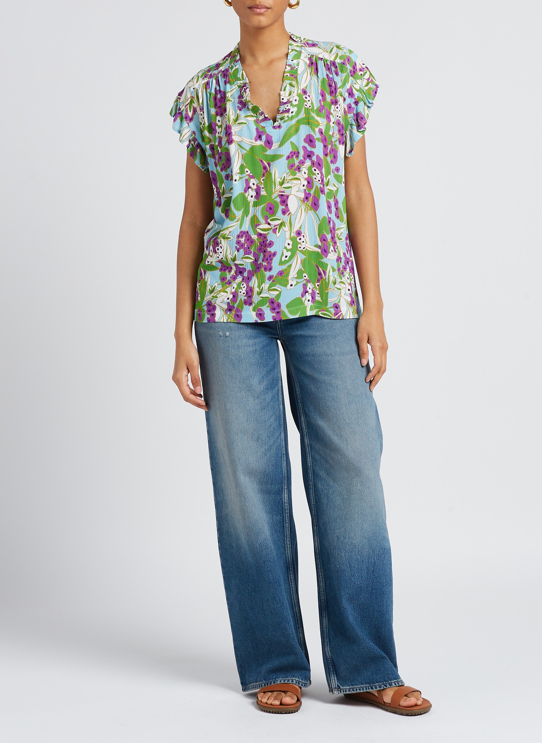 Bedrucktes Top mit Rüschen LA PETITE FRANCAISE Violett