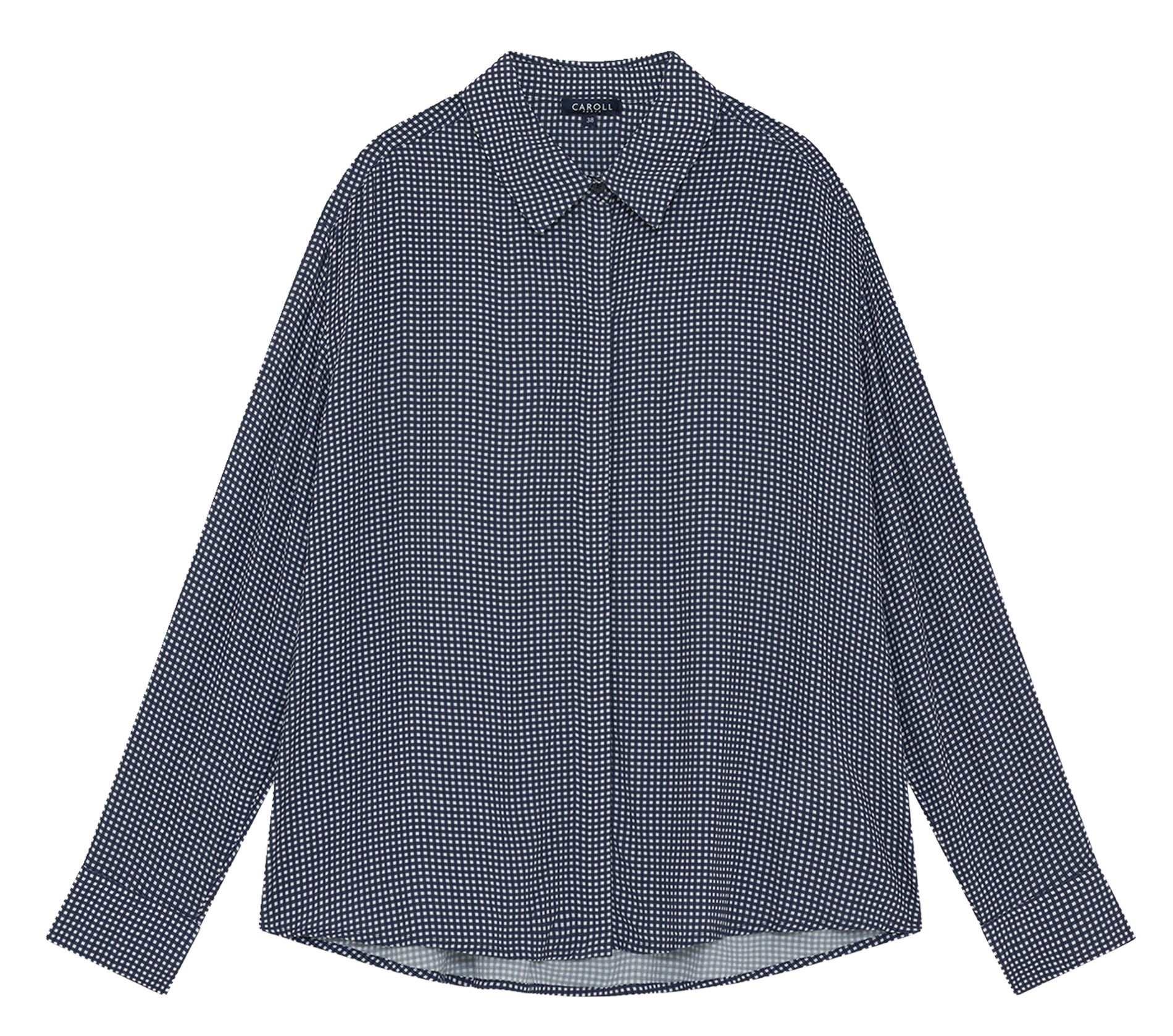 Chemisier met klassieke kraag in vichyruitje CAROLL Blauw