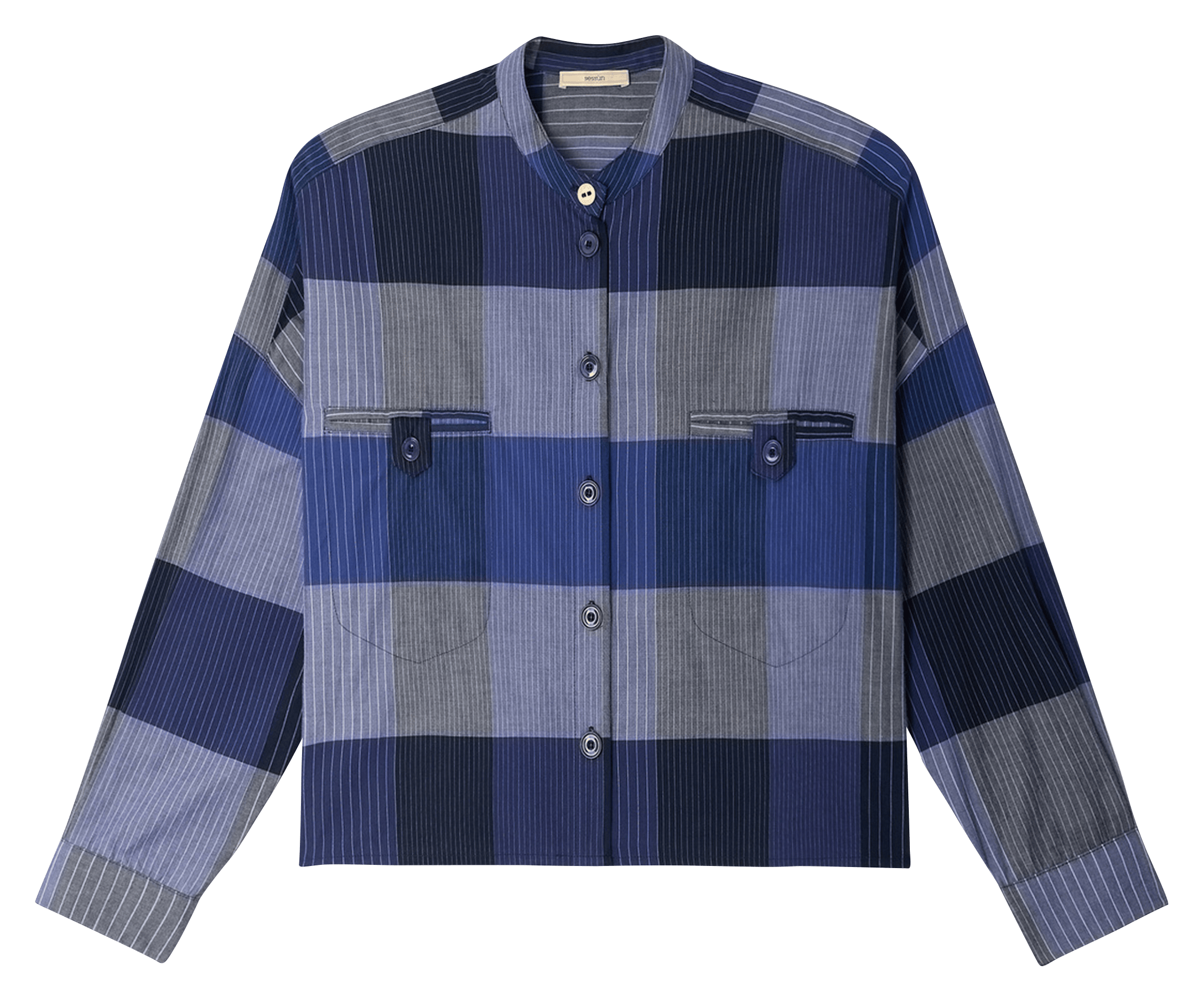 Oversized hemd met Mao-kraag SESSUN Blauw