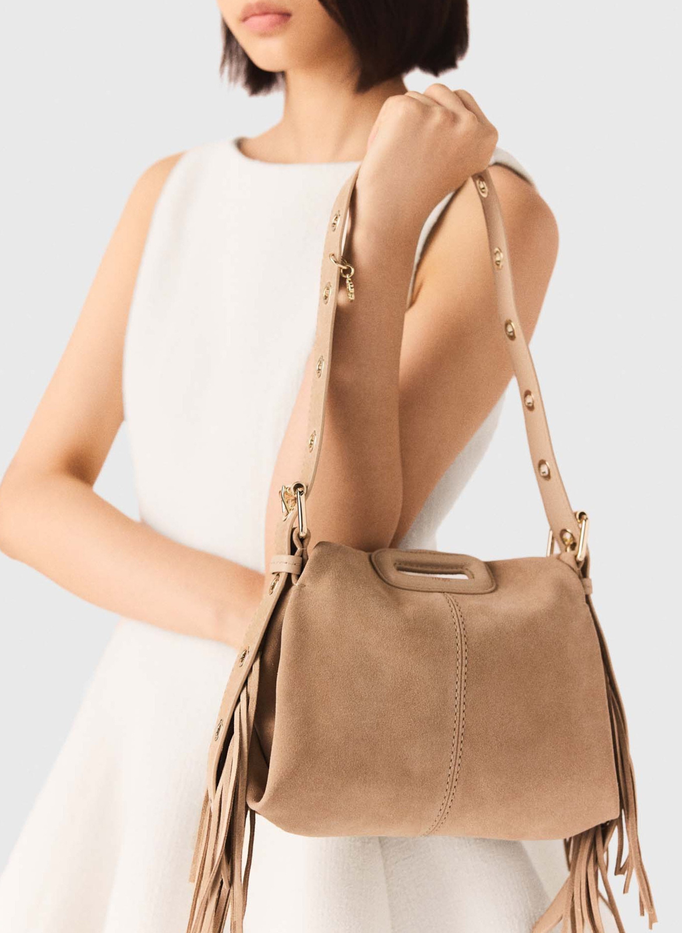 sac bandoulière en cuir MAJE Marron