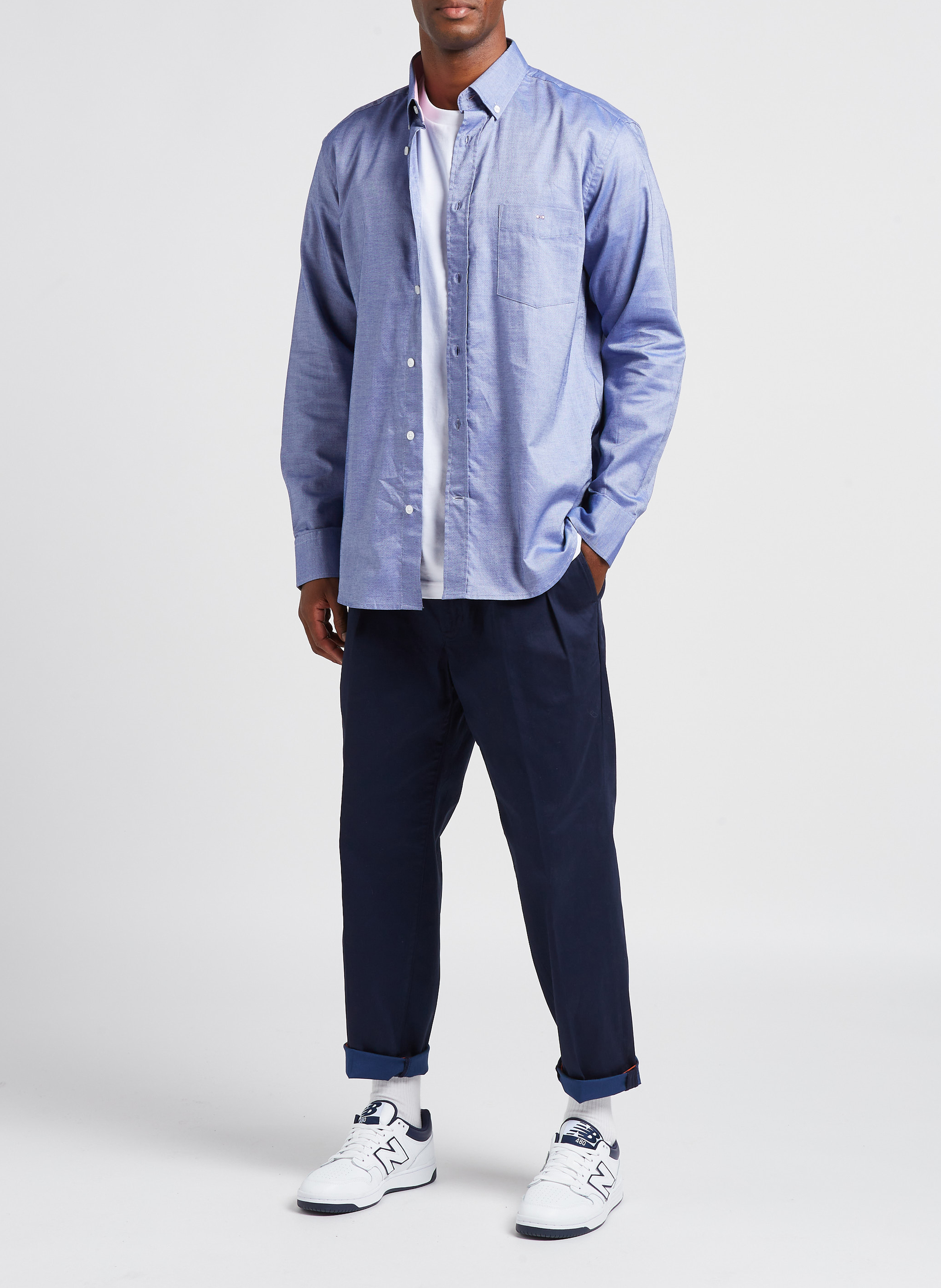 Pantalon droit en coton bio mélangé  SCOTCH AND SODA Bleu