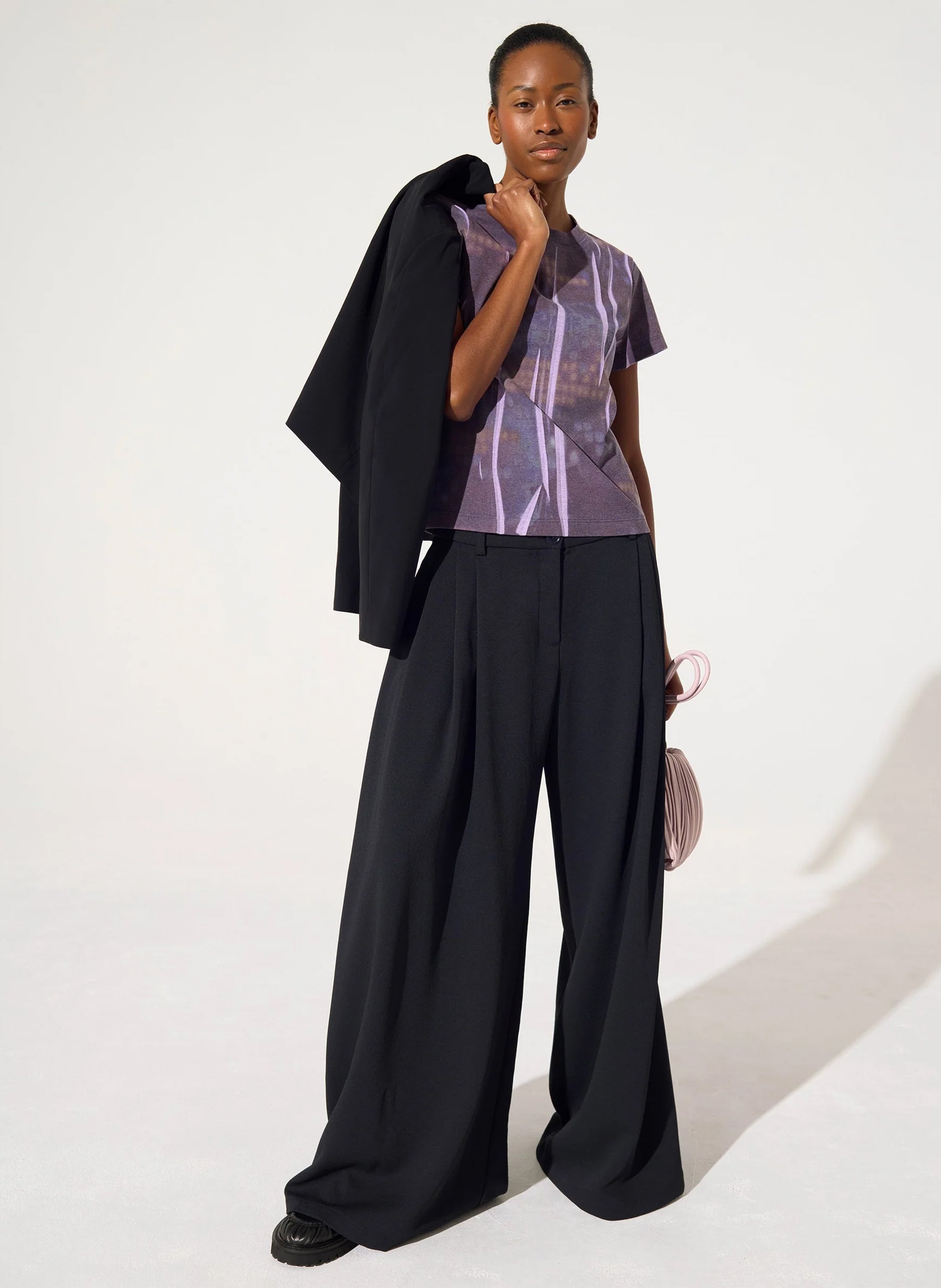 Tee-shirt col rond en coton mélangé COTELAC Violet