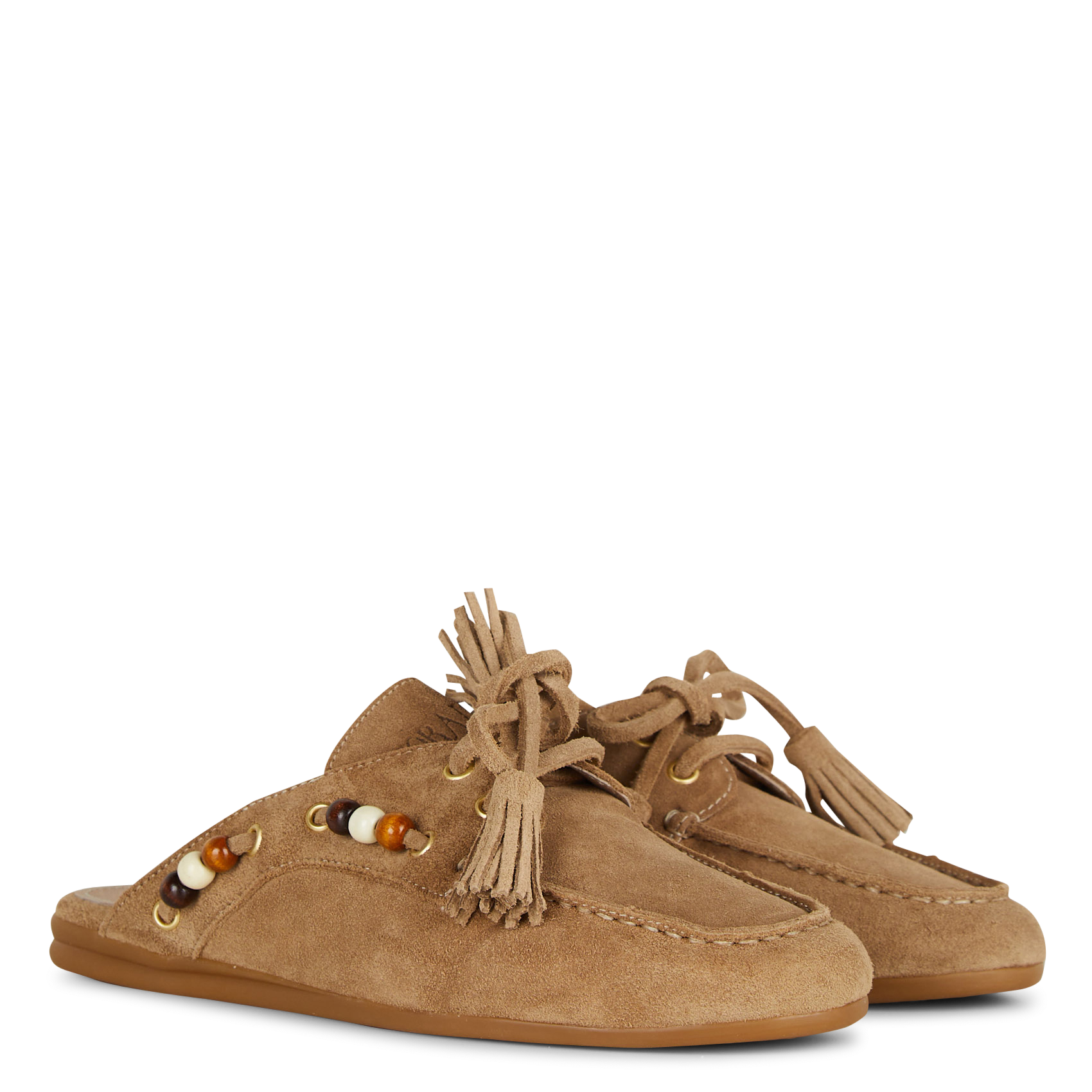 Mules en cuir velours TORAL Marron