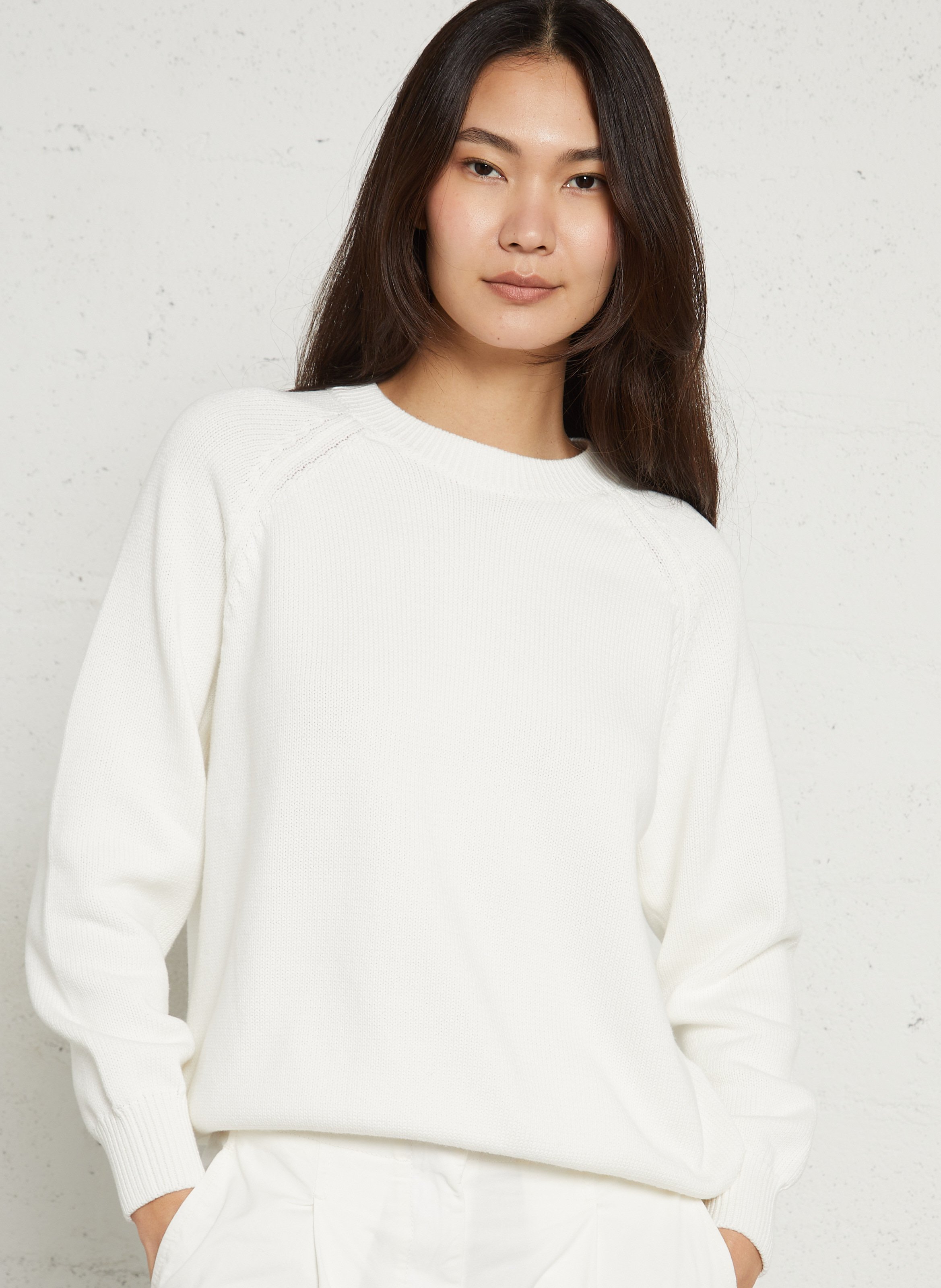 Straight cotton sweater with round neck SUD EXPRESS