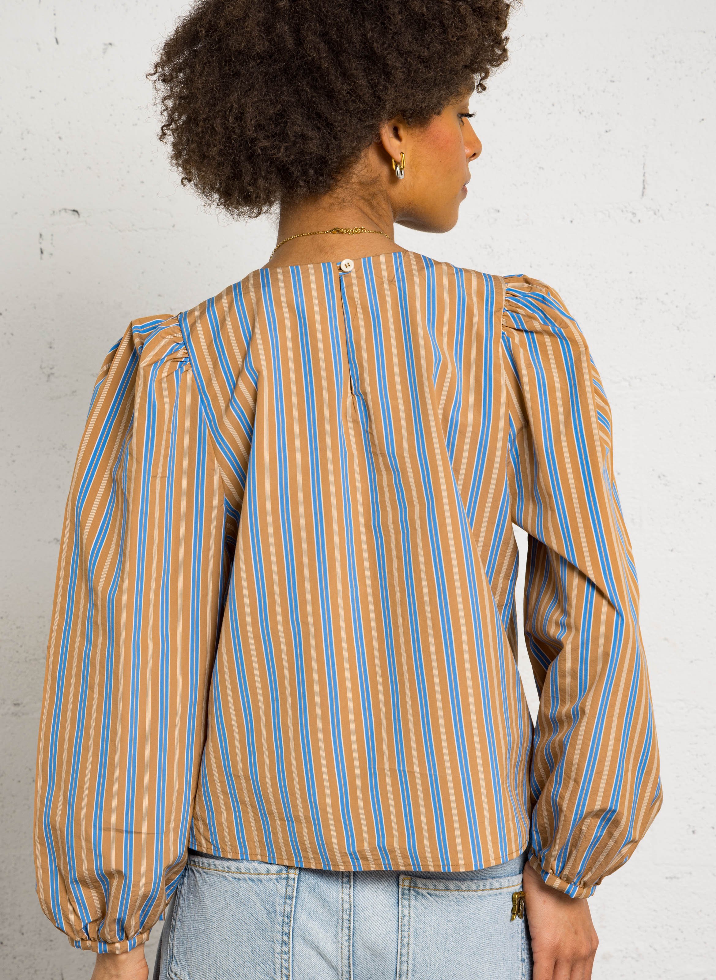 Striped round-neck top BELLEPIECE Brown