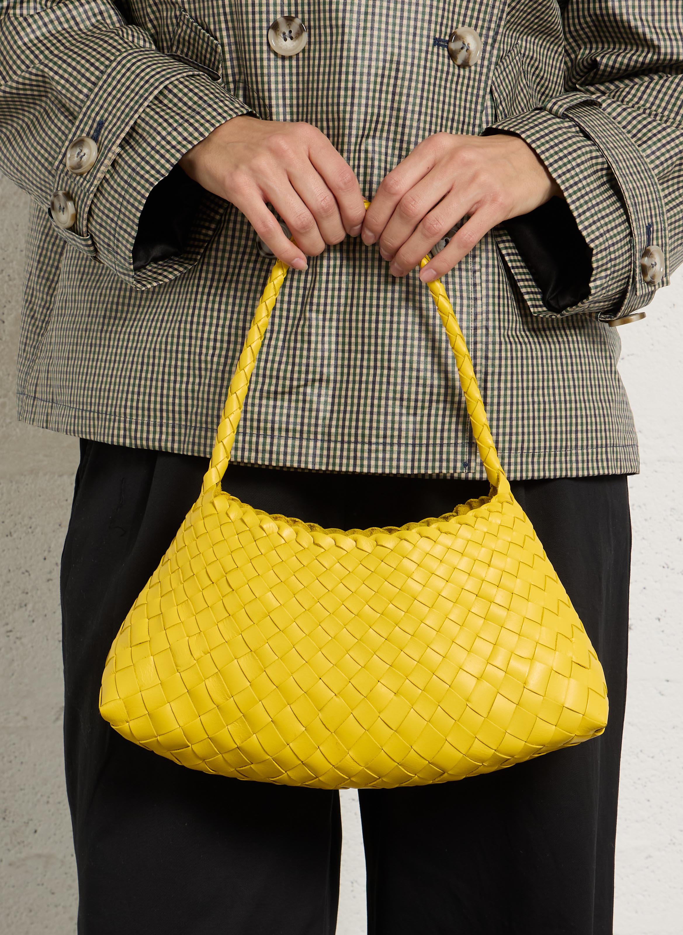 Woven leather basket DRAGON DIFFUSION Yellow