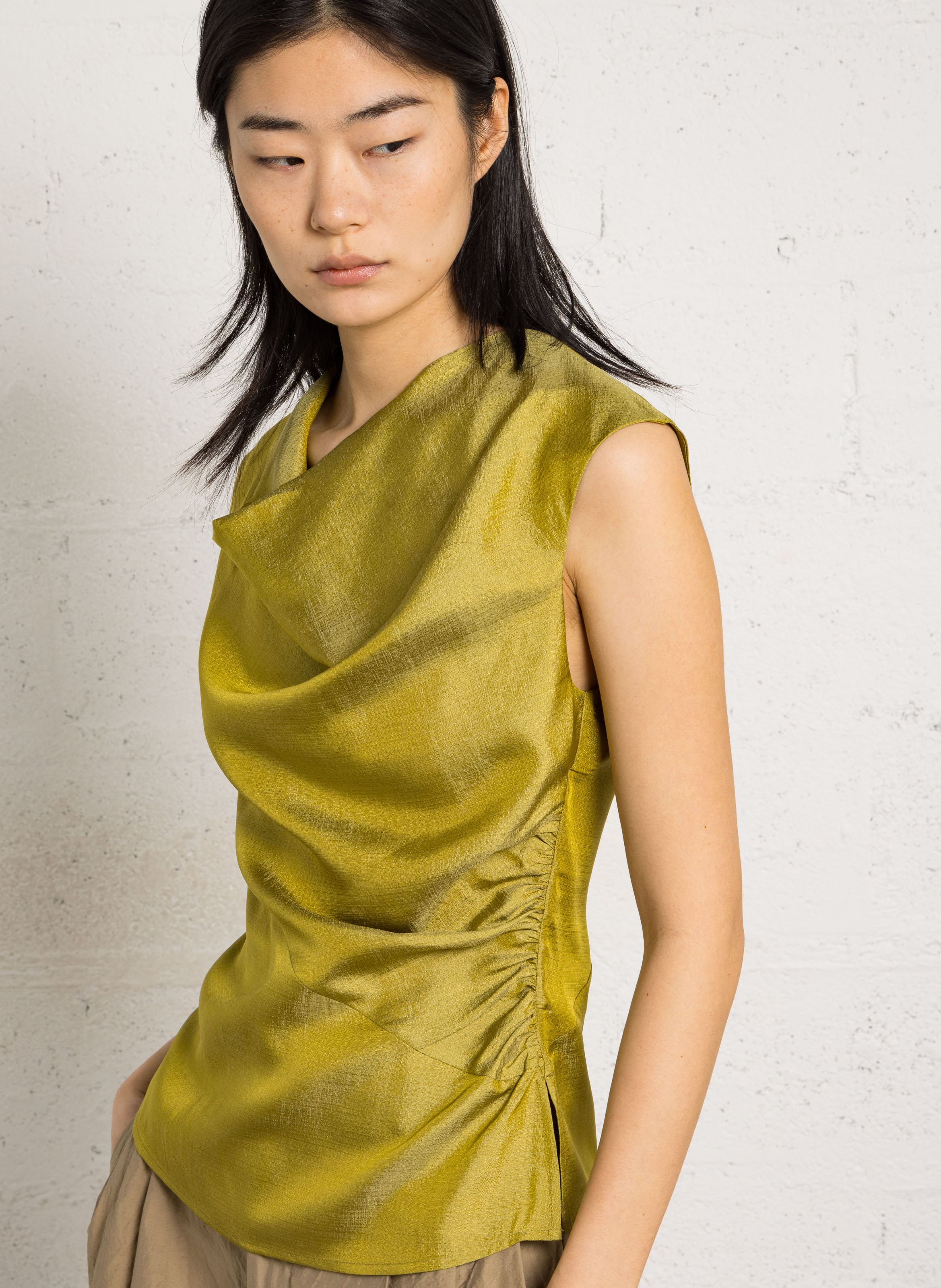 Fitted silk top SOEUR Green