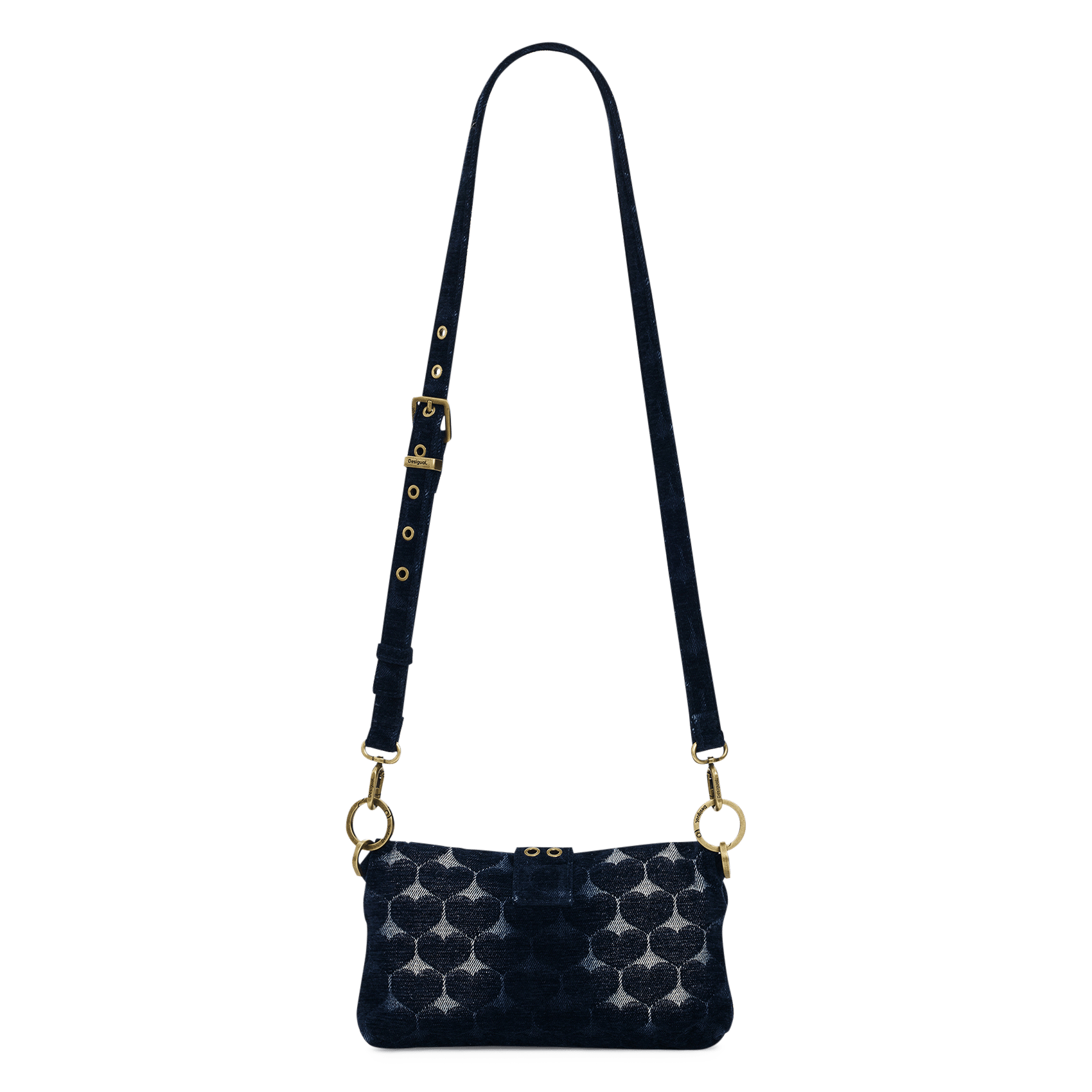 Handbag with buckle closure and circle pattern DESIGUAL Brown