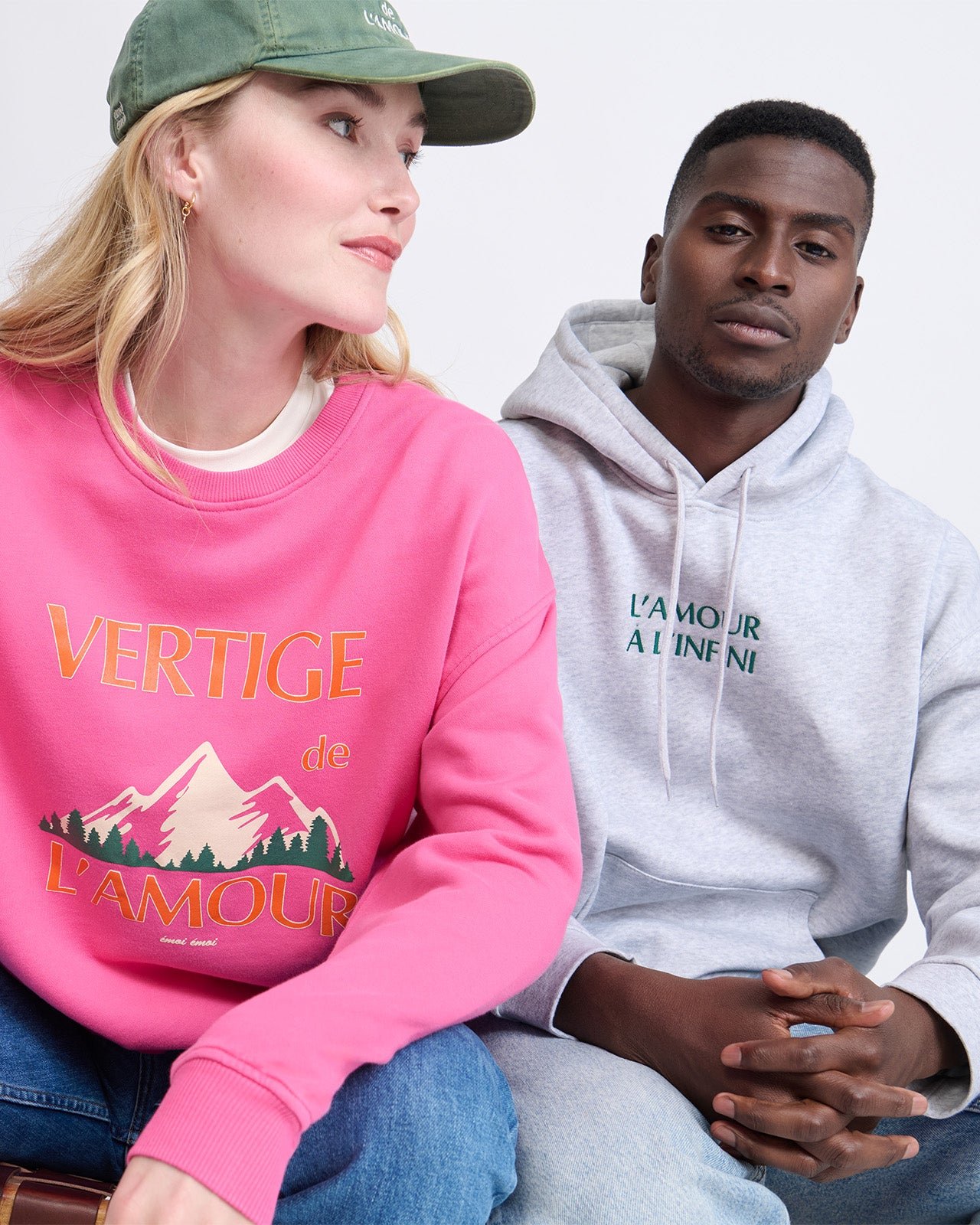 Sweat "Love Vertigo" in organic cotton EMOI EMOI Pink