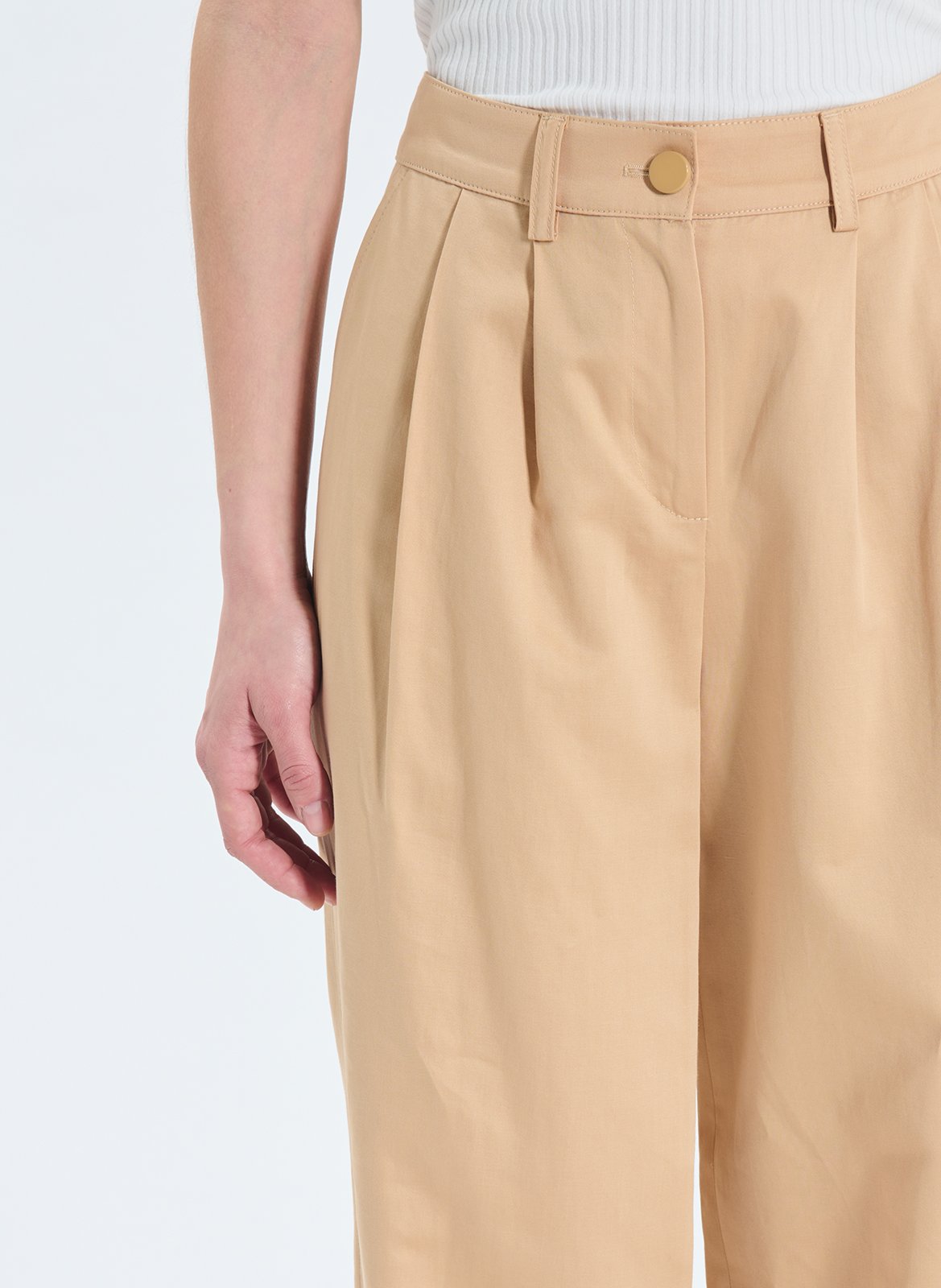 Pantalon large à pinces uni  ZAPA Beige