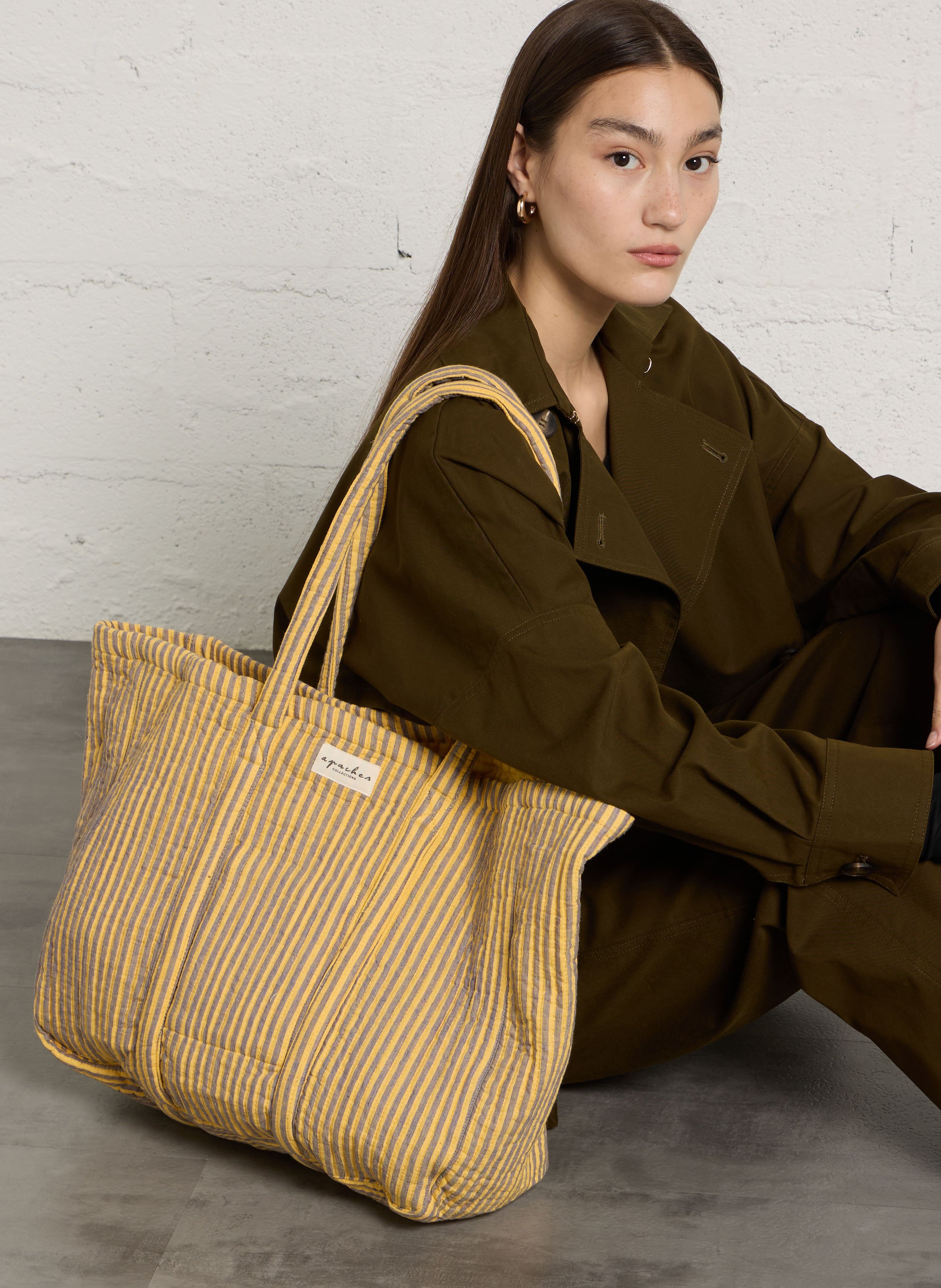 Cabas matelassé à rayures APACHES COLLECTIONS Bleu